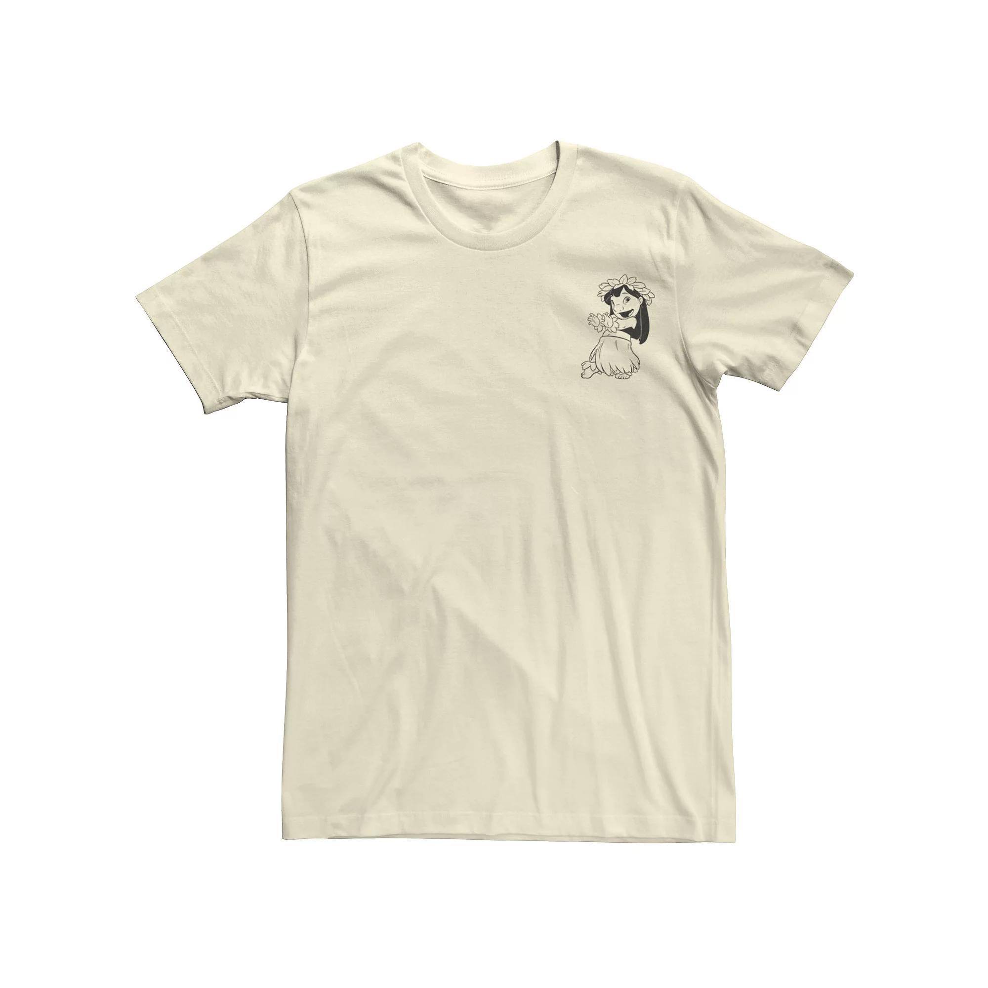 Men's Lilo And Stitch Vintaged Lined Lilo Pocket Hit Tee, Size: Medium, Natural Product Image