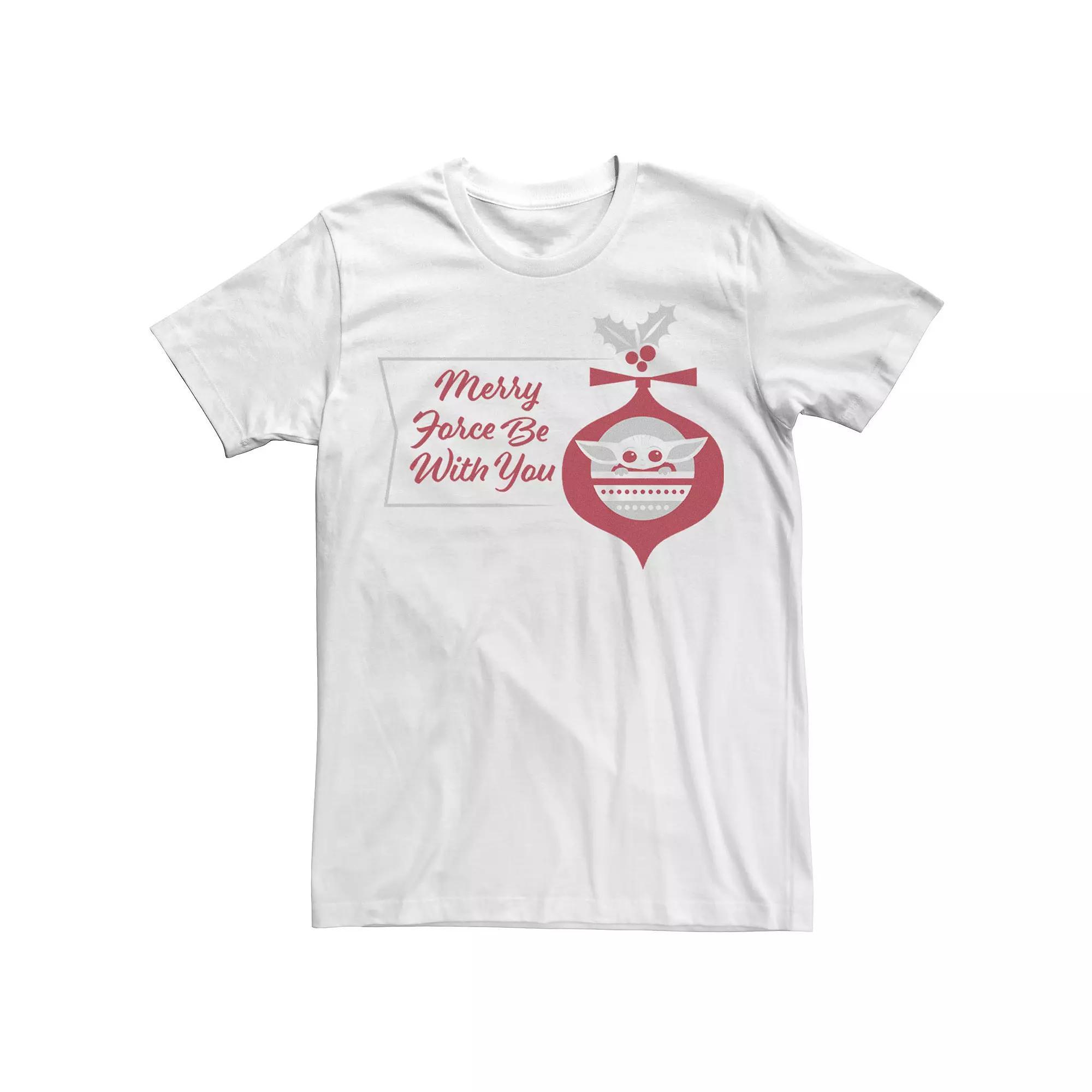 Men's Star Wars Christmas The Child Force Be With You Ornament Tee, Size: XXL, White Product Image