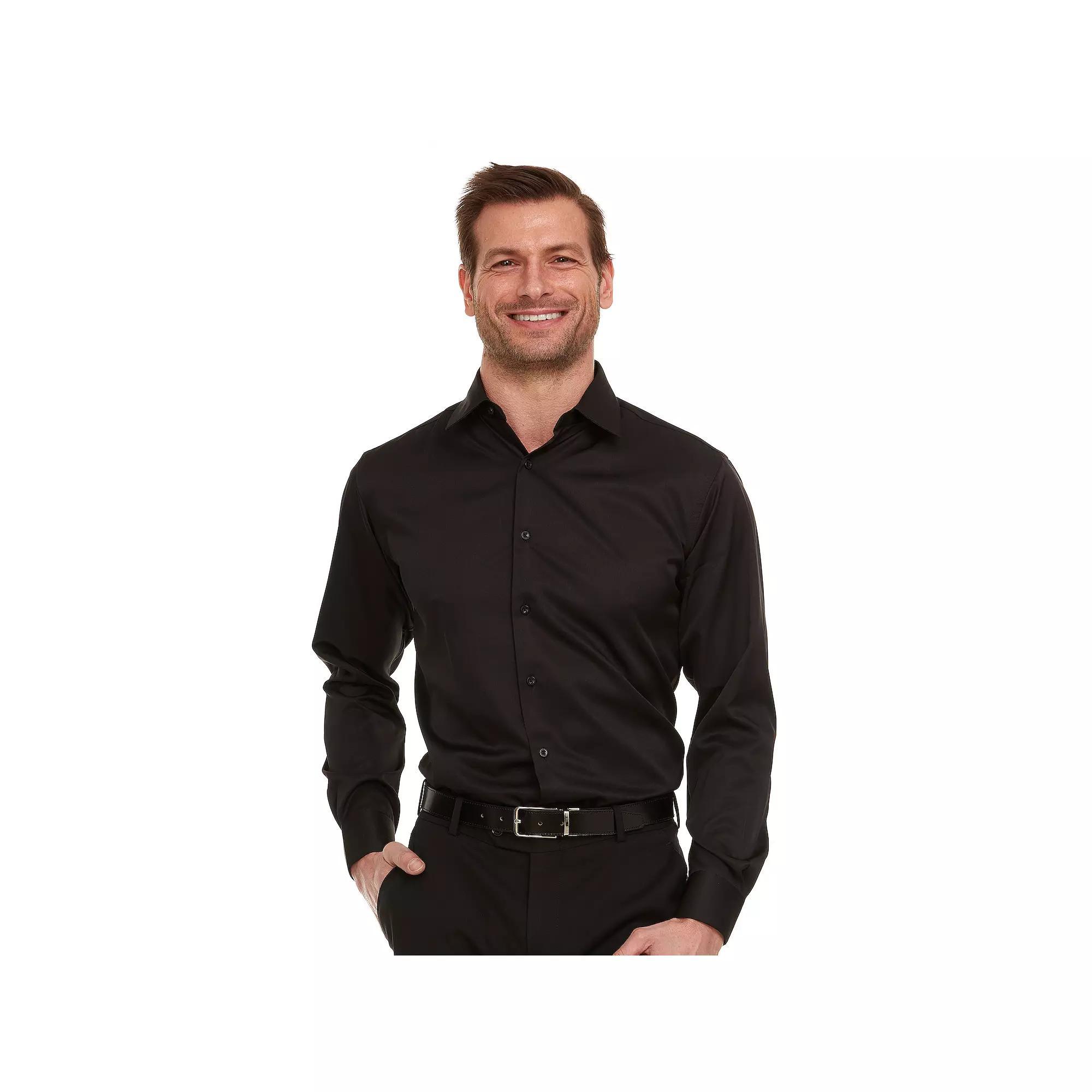 Men's Geoffrey Beene Slim-Fit Sateen Stretch Dress Shirt, Size: 16.5-34/35, Black Product Image