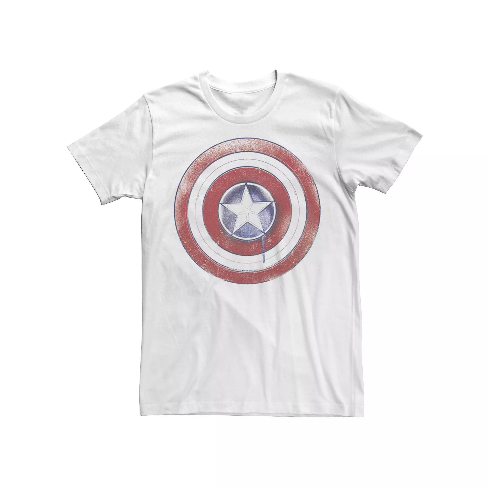Men's Marvel Falcon And The Winter Soldier Cap Shield Painted Tee, Size: Medium, White Product Image