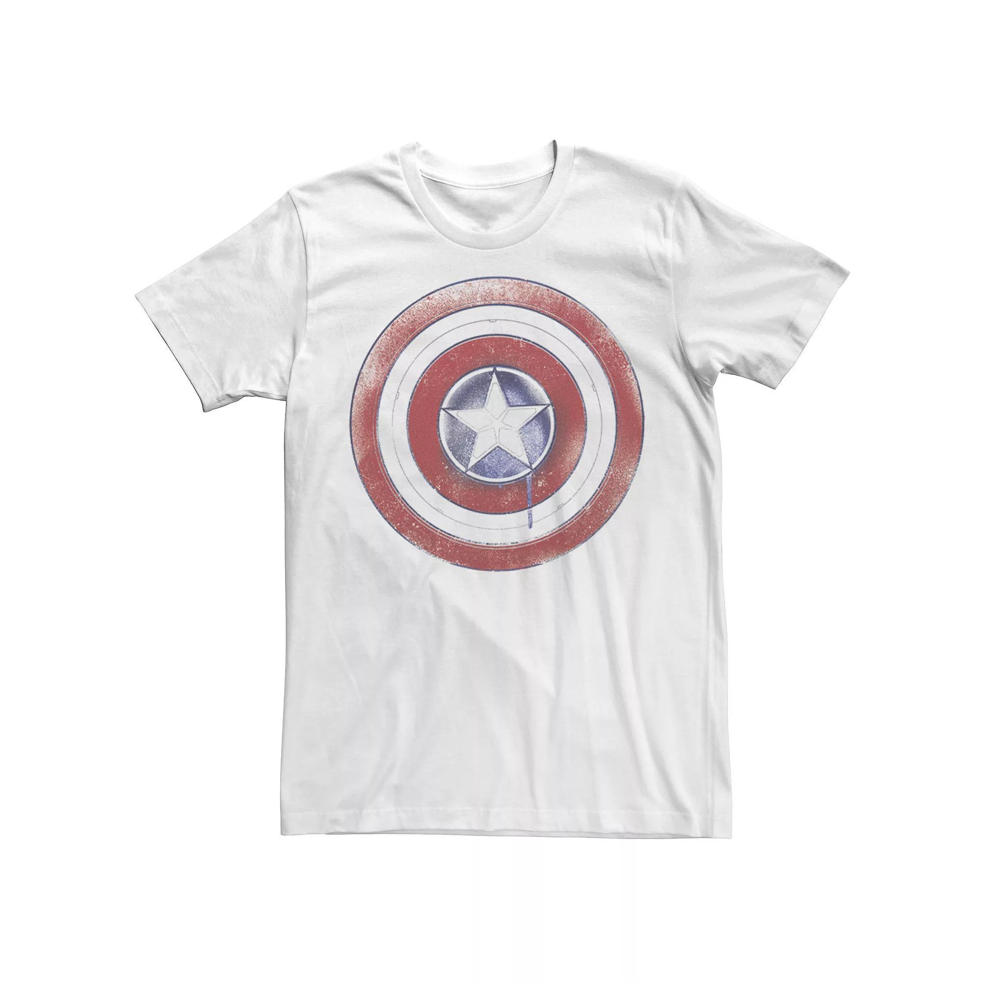 Men's Marvel Falcon And The Winter Soldier Cap Shield Painted Tee, Size: Medium, White Product Image