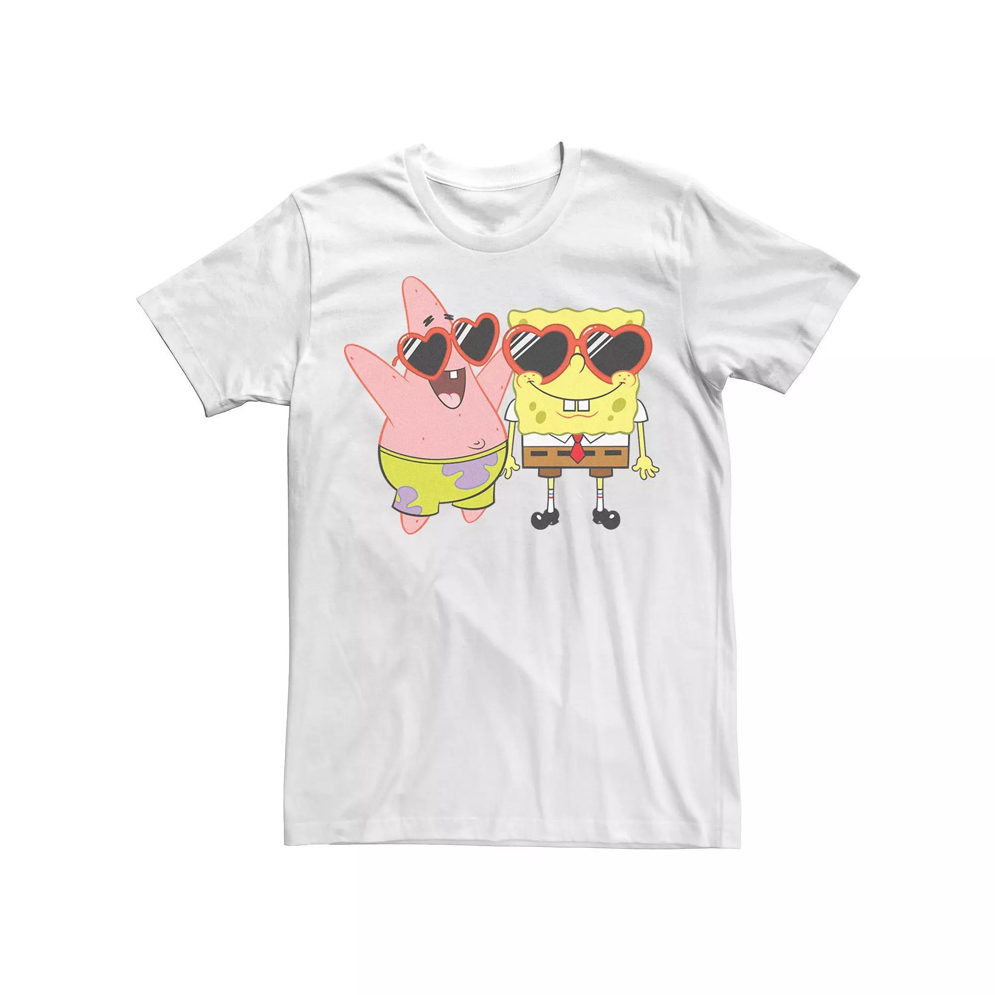 Men's SpongeBob SquarePants & Patrick Heart Glasses Portrait Tee, Size: Medium, White Product Image