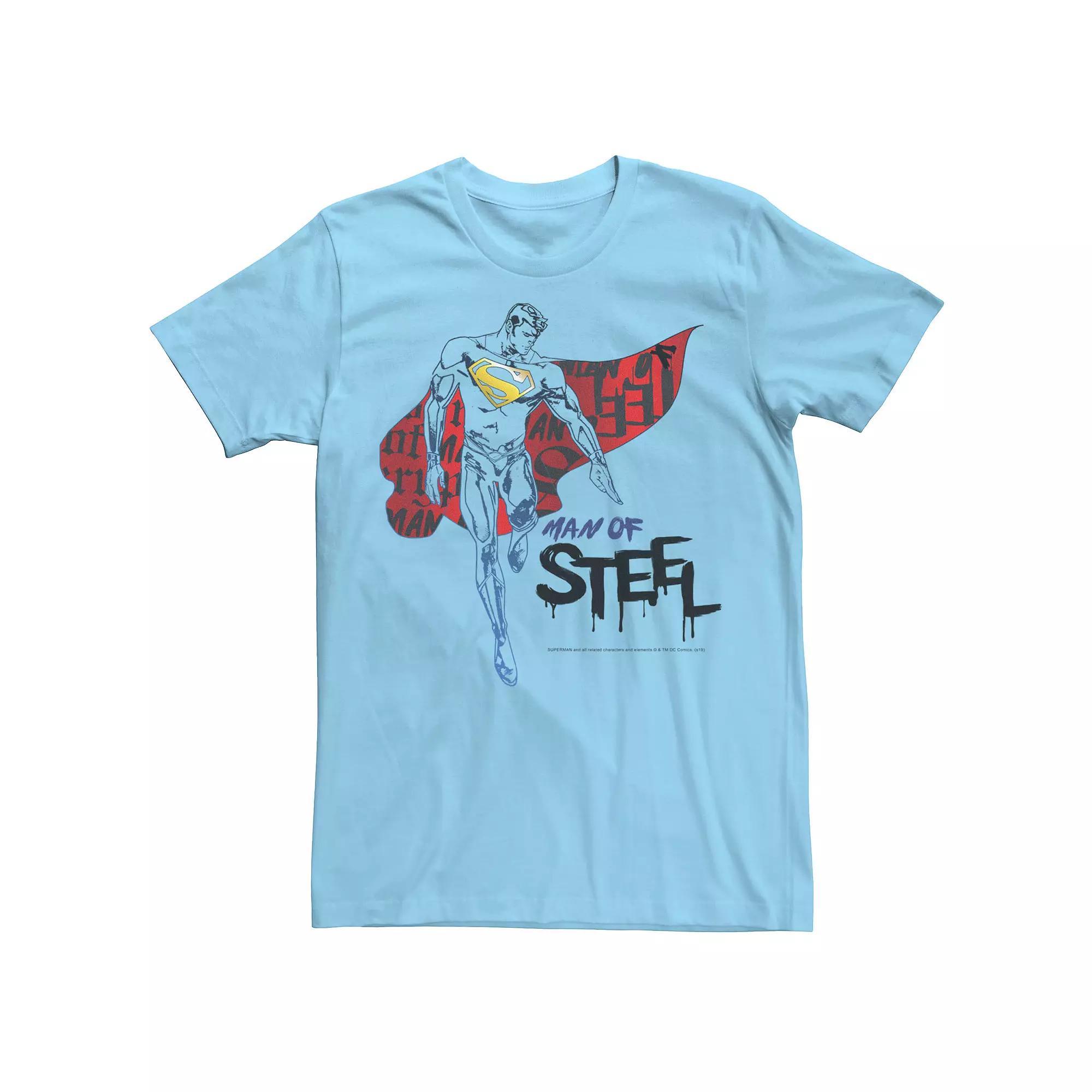 Men's DC Comics Superman Man Of Steel Grunge Portrait Graphic Tee, Size: Medium, Light Blue Product Image