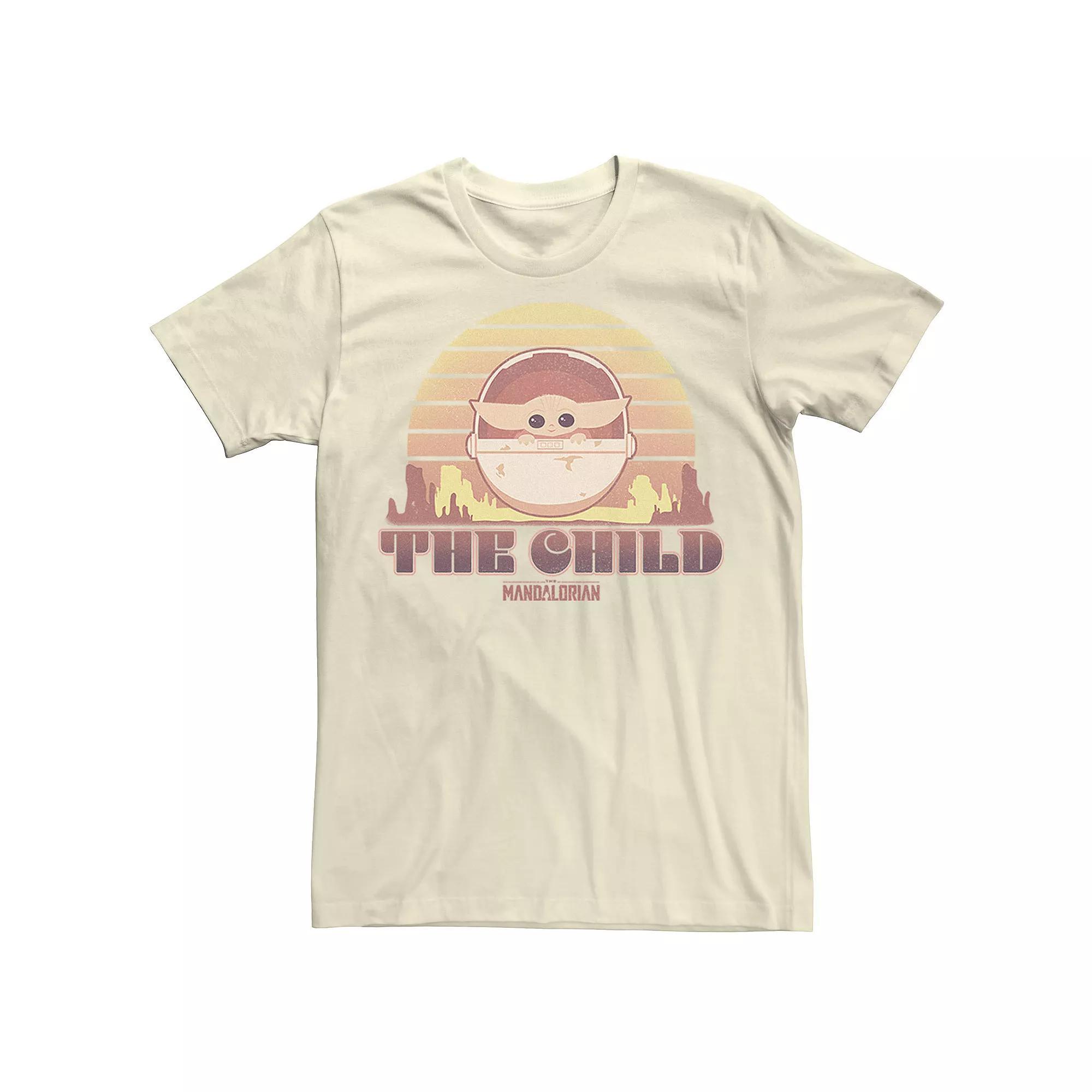Men's Star Wars The Mandalorian The Child Retro Line Portrait Tee, Size: Medium, Natural Product Image