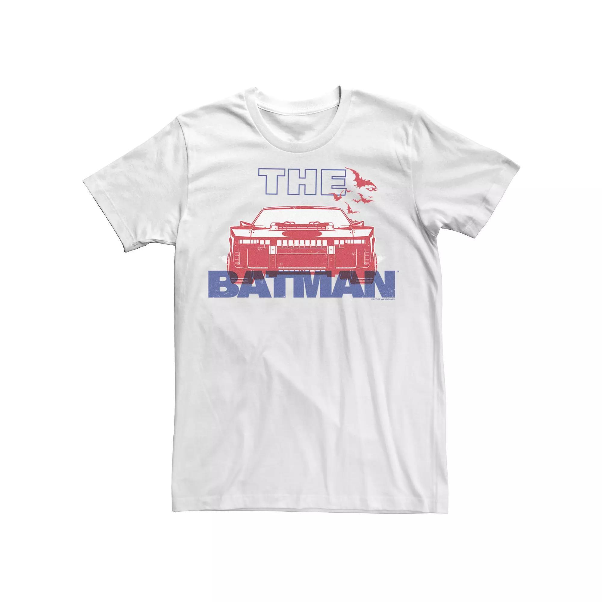 Men's DC Comics The Batman Red Batmobile Tee, Size: XXL, White Product Image