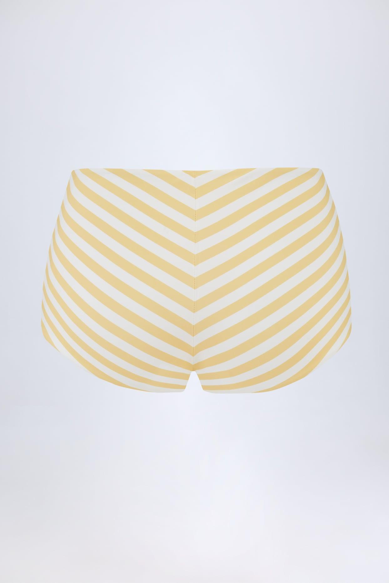 Mid-Rise Hotpants in Lemon Yellow Stripe Product Image