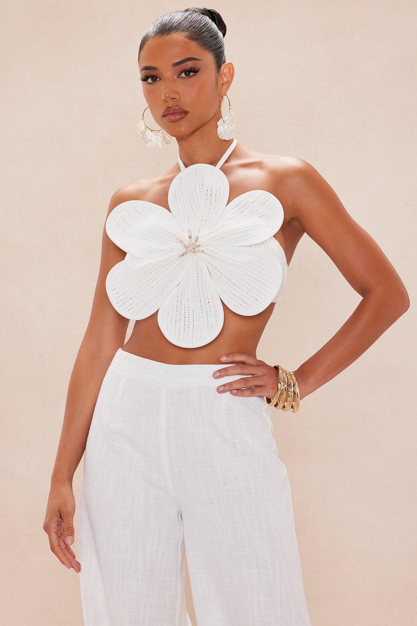 Arriana Linen Pant Set - White/combo Product Image