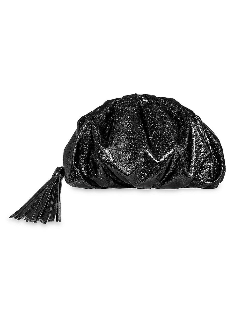 Ruched Zip Faux-Leather Clutch Bag Product Image