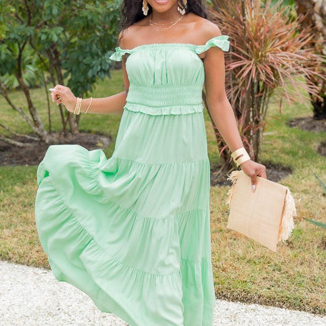 Living A Dream Green Woven Maxi Dress SALE Product Image
