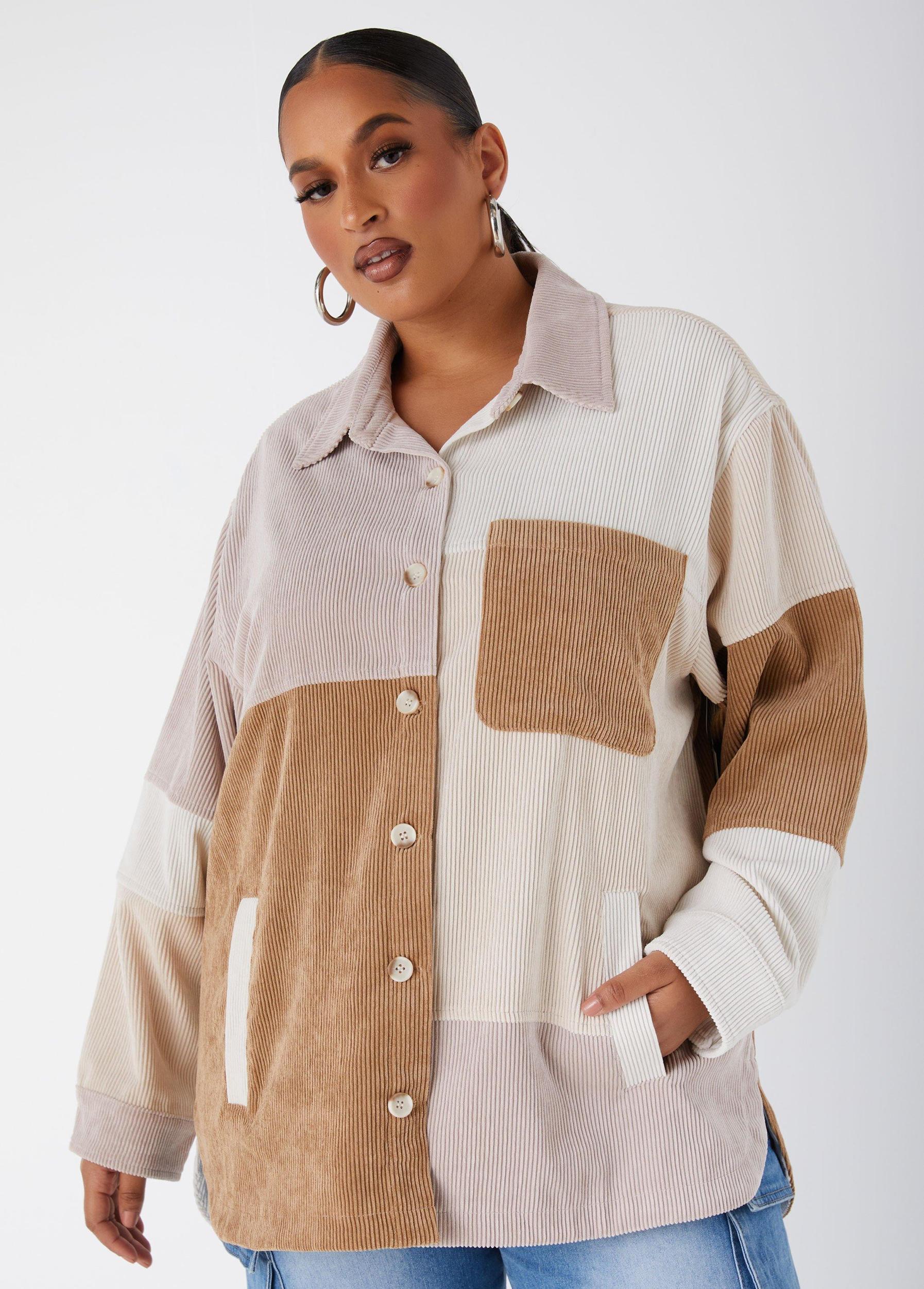 Colorblock Corduroy Shacket Product Image