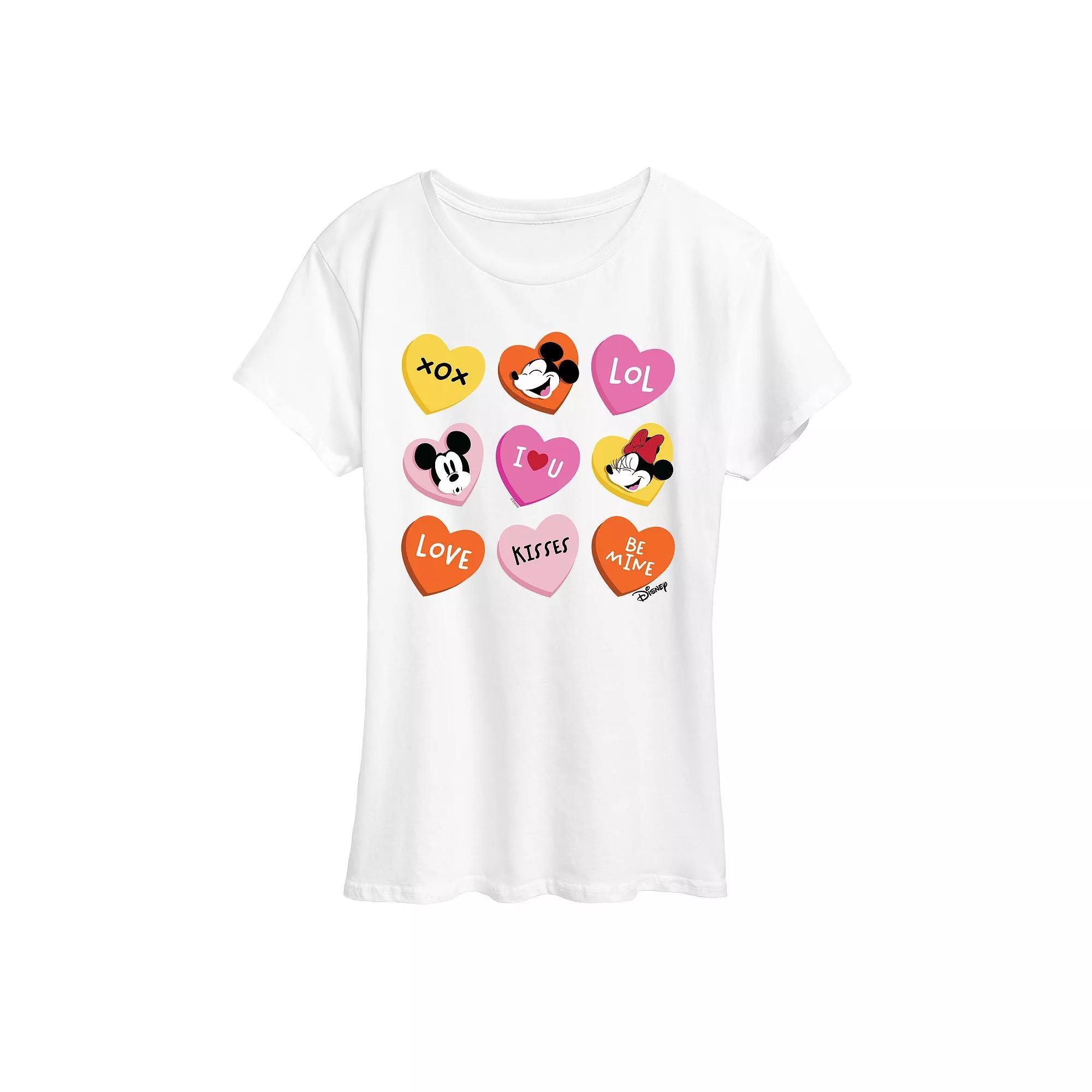 Disney's Mickey & Minnie Mouse Women's Candy Hearts Graphic Tee, Size: Large, White Product Image