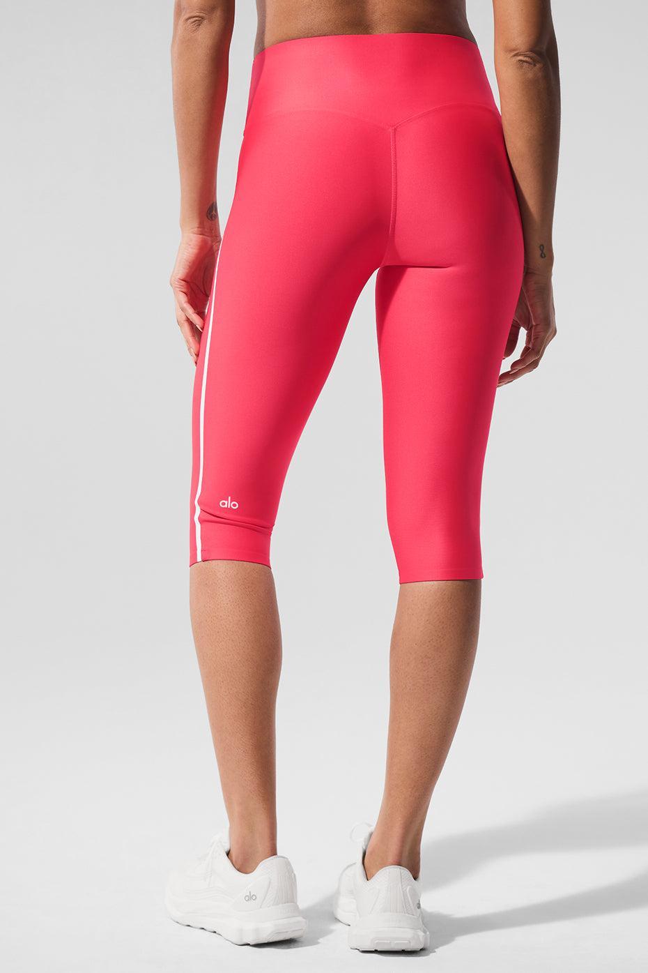 Airlift High-Waist Super Sleek Contrast Capri - Candy Red/White Product Image