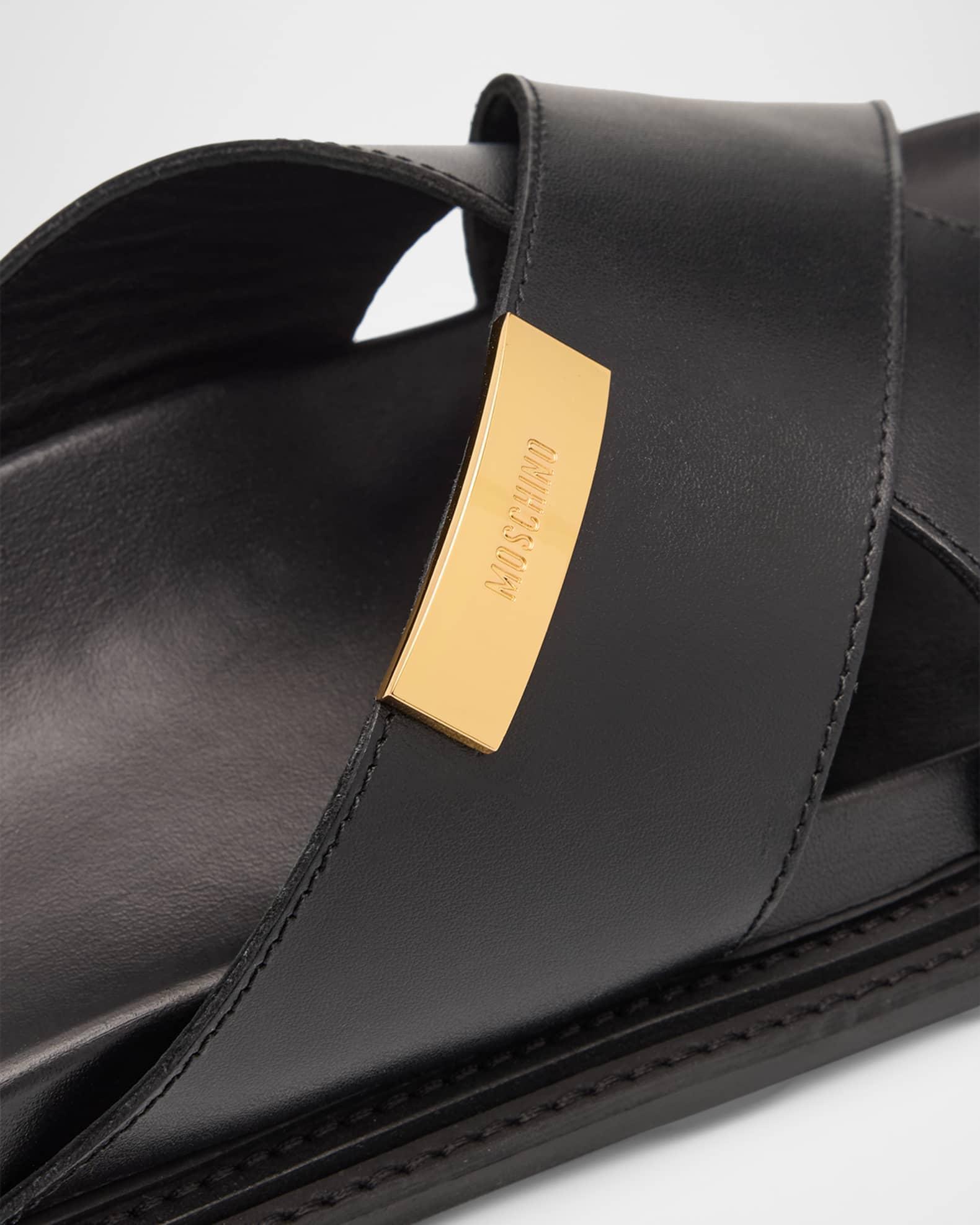 Men's Crisscross Leather Slide Sandals  Product Image