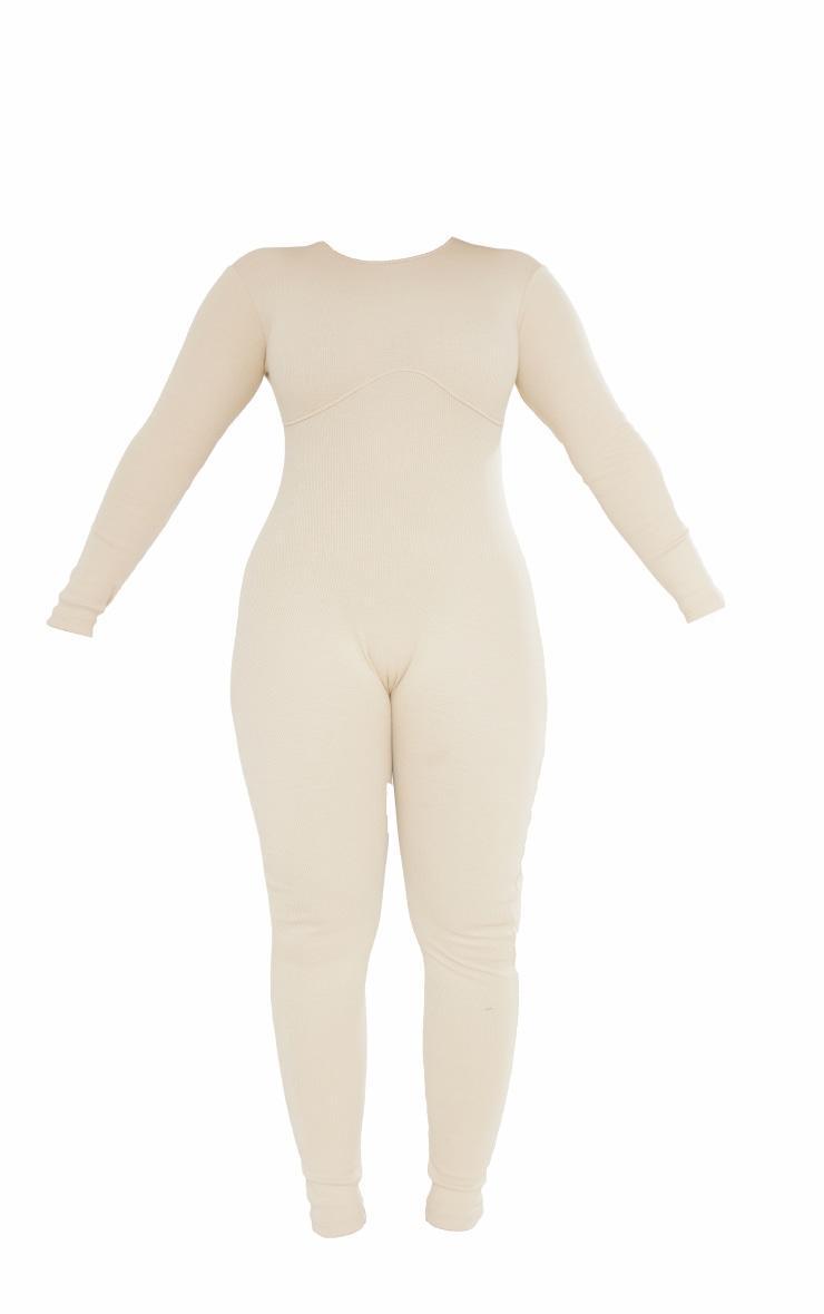 Shape Stone Ribbed Zip Front Long Sleeve Jumpsuit Product Image