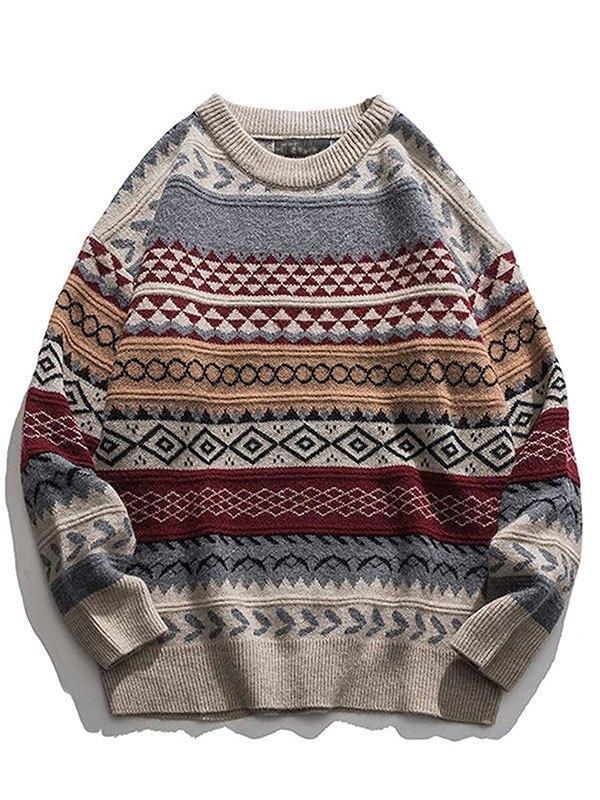 Men's Vintage Jacquard Knit Sweater Product Image