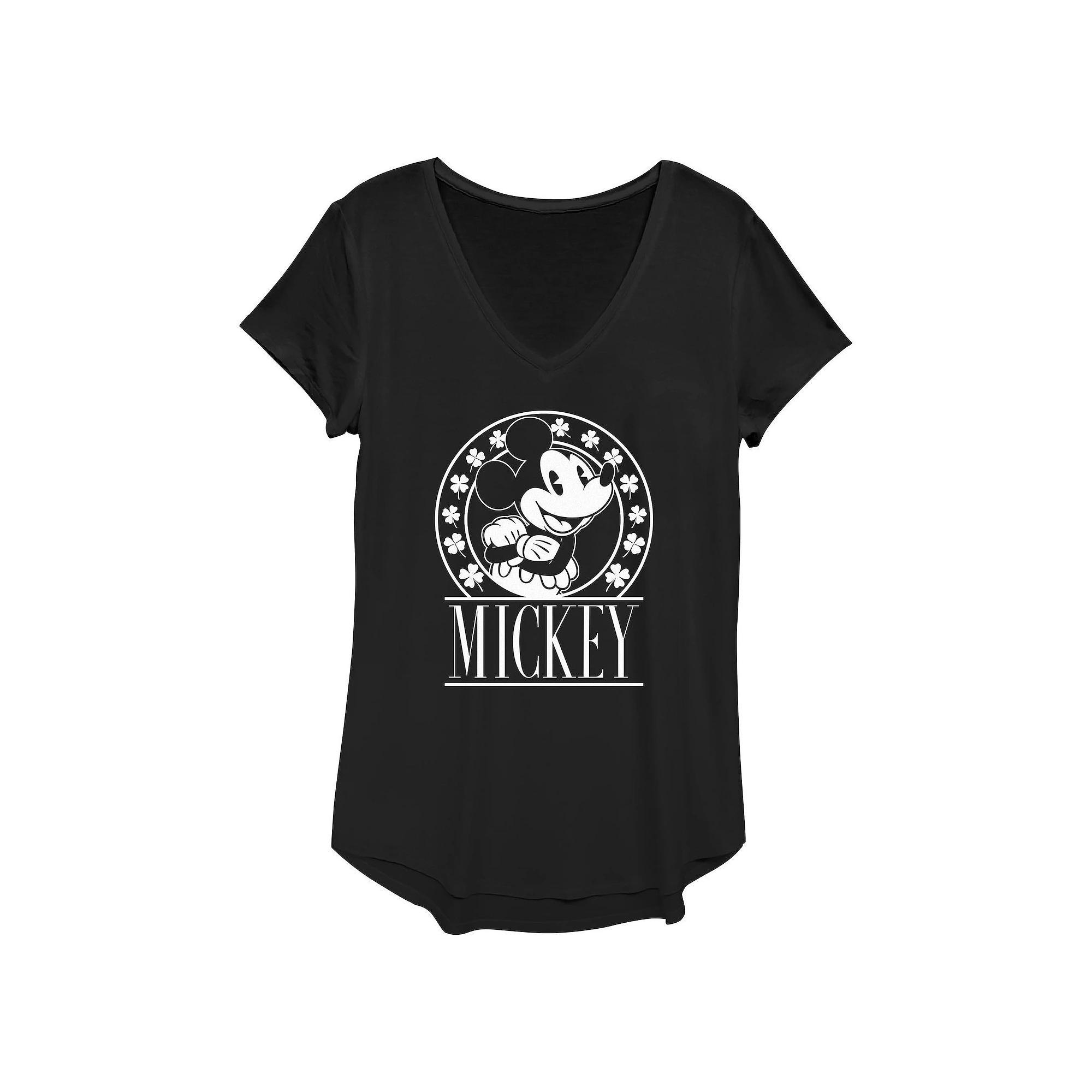 Disney's Mickey Mouse Lucky Stamp Women's Graphic Tee, Size: XS, Black Product Image