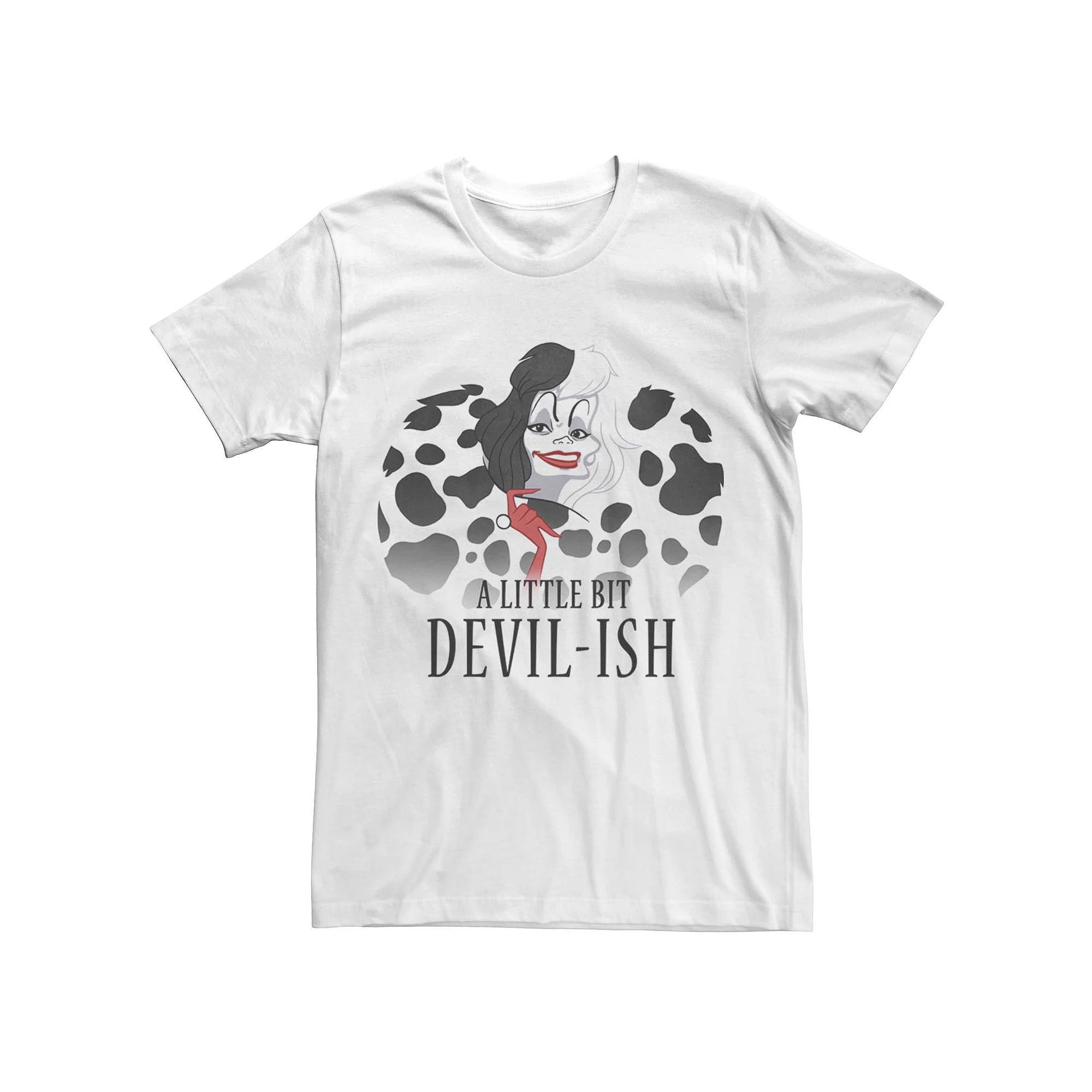 Disney's Cruella De Vil Men's A Little Bit Devil-Ish Tee, Size: Small, White Product Image