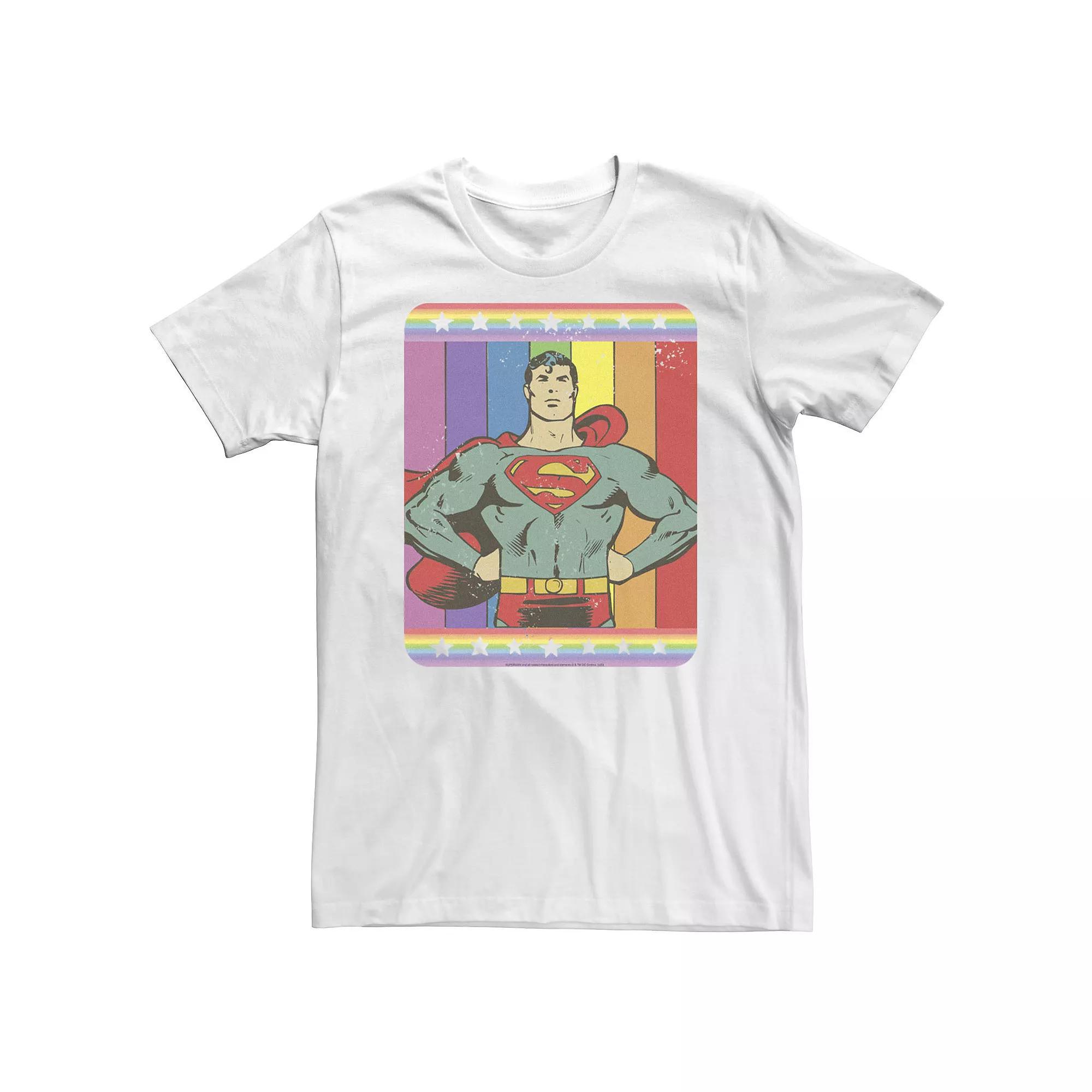 Big & Tall DC Comics Pride Superman Rainbow Flag Portrait Tee, Men's, Size: 5XL, White Product Image
