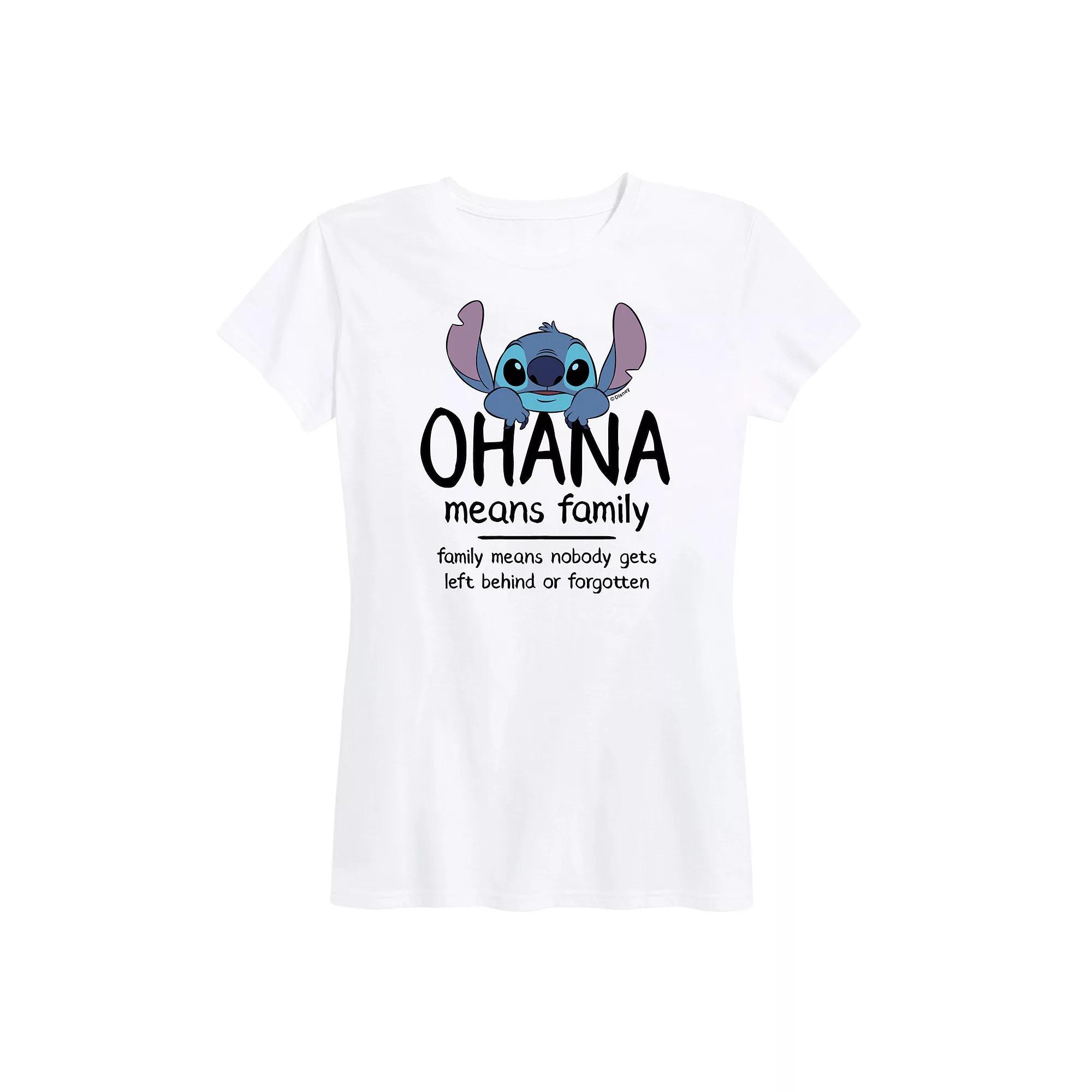 Disneys Lilo & Stitch Womens Ohana Graphic Tee Grey Gray Product Image