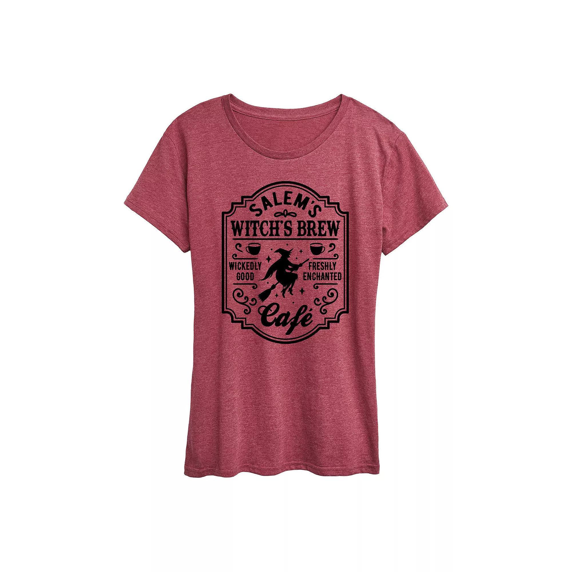 Women's Salems Witchs Brew Cafe Halloween Tee, Girl's, Size: Medium, Dark Red Product Image