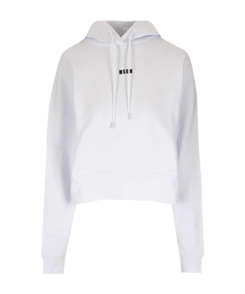 MSGM Logo-print Pullover Hoodie In White Product Image