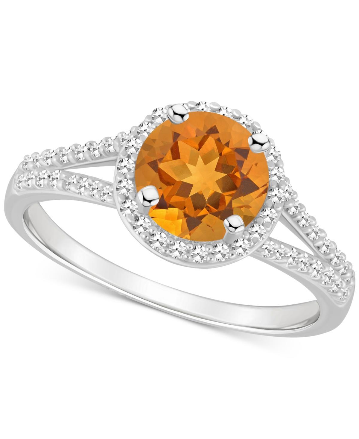 Celebration Gems Sterling Silver 7 mm Round Gemstone and 1/4 Carat T.W. Diamond Split Shank Ring, Women's, Size: 10, Red Product Image