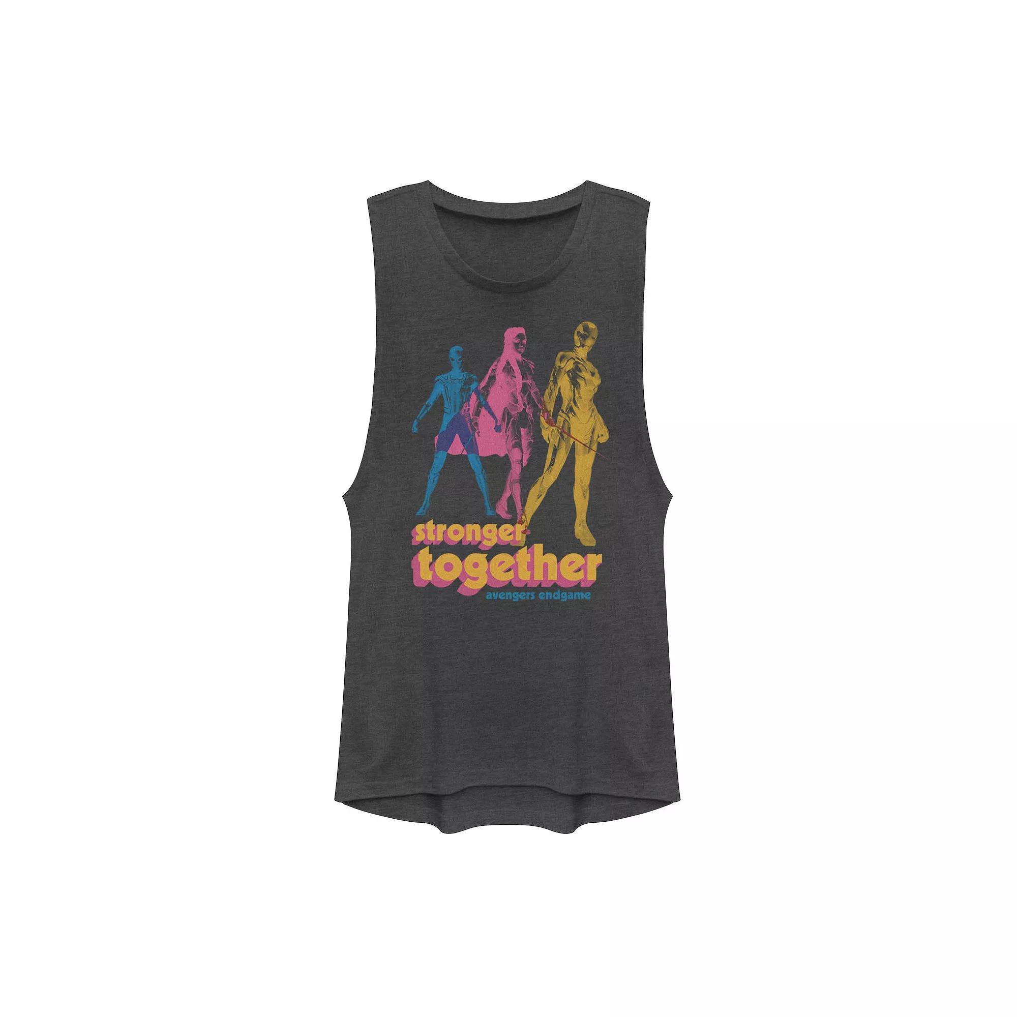 Juniors Marvel Stronger Together Muscle Tank Top, Girls Grey Product Image