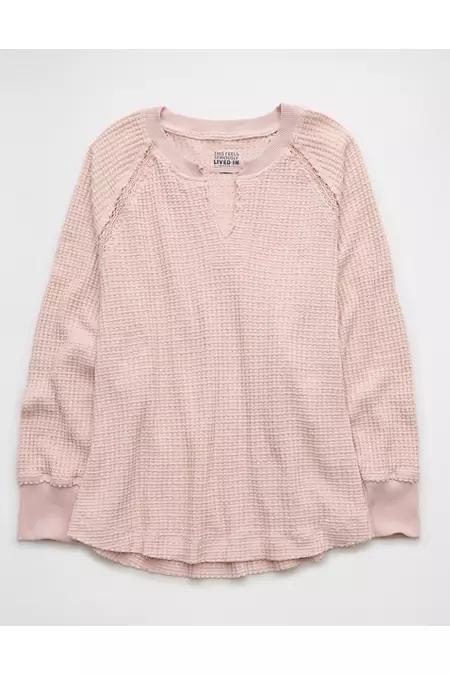 AE Big Hug Notch Neck Waffle Sweatshirt Women's Product Image