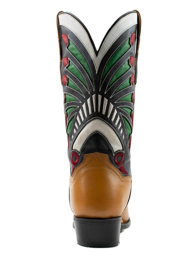SALE Dan Post® Men's Tan Snip Toe with Red/White/Green Inlay Shaft Boots Product Image
