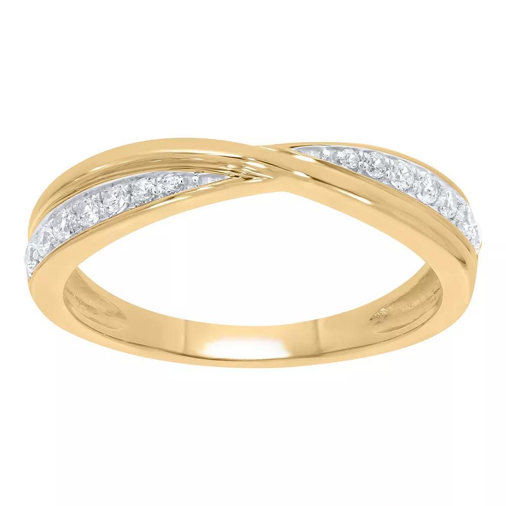 Sterling Silver 1/5 Carat T.W. Diamond Crossover Ring, Women's, Size: 7, Gold Tone Product Image