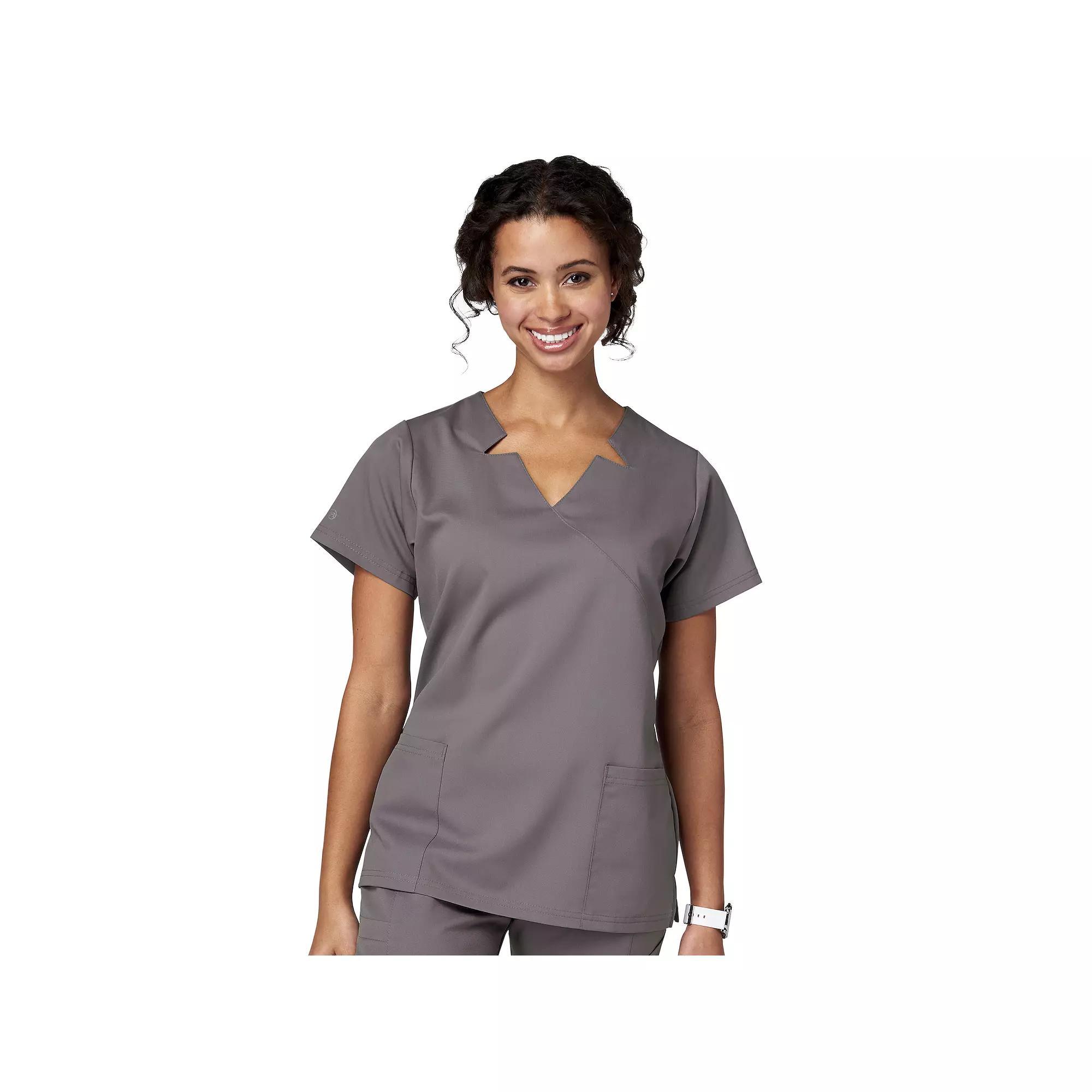 Women's Meta Labwear Notch Neck Short Sleeve Scrubs Top 15201, Size: Medium, Silver Product Image