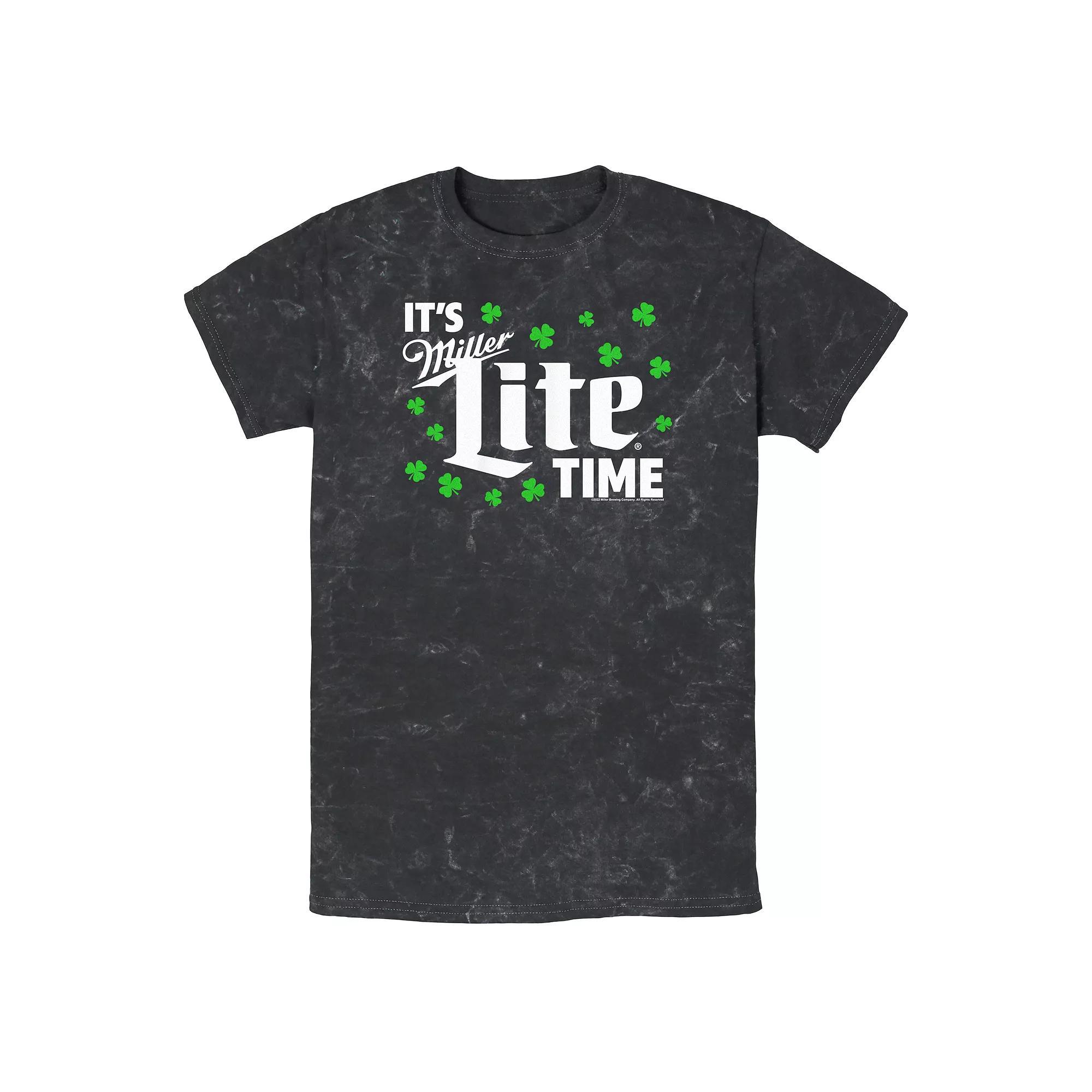 Men's Miller Lite It's Miller Lite Time Mineral Wash Graphic Tee, Size: XL, Black Product Image