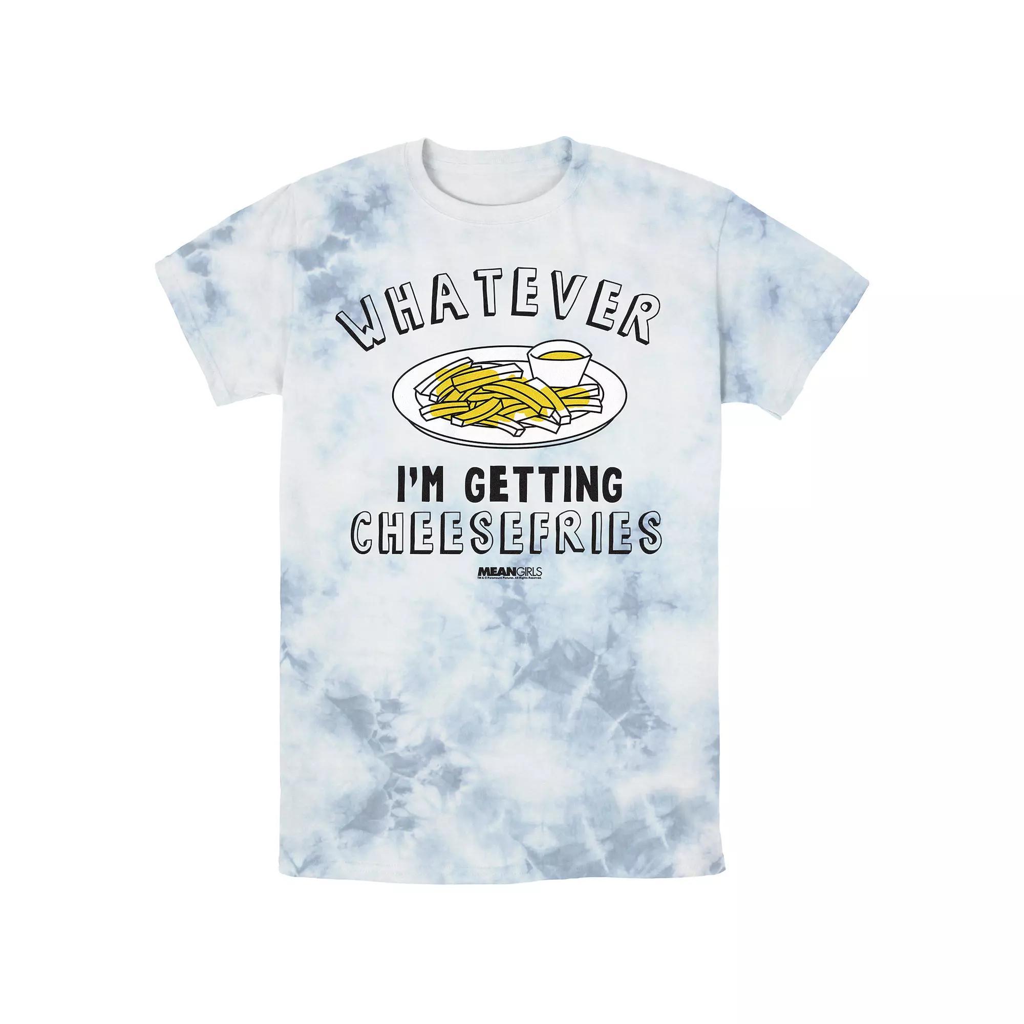 Men's Mean Girls Whatever I'm Getting Cheese Fries Bombard Wash Graphic Tee, Size: Medium, White Blue Product Image