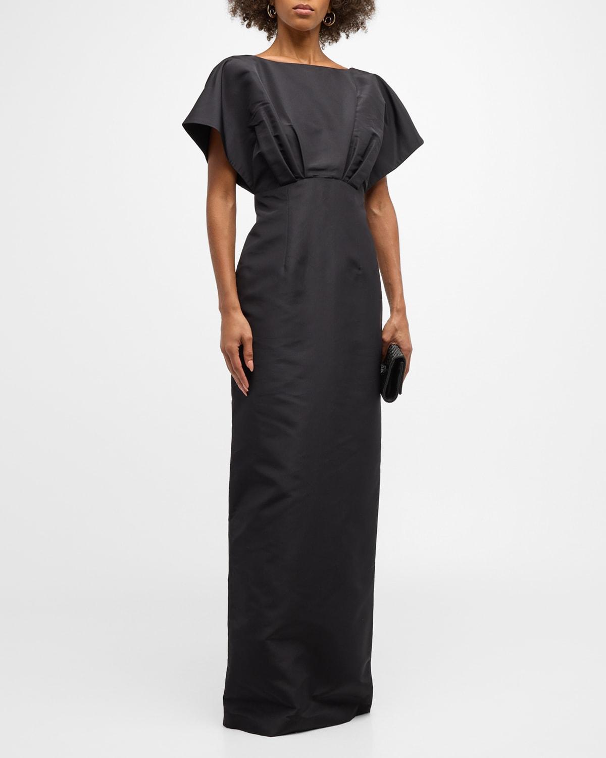 Silk Column Gown with Fan Bodice Product Image