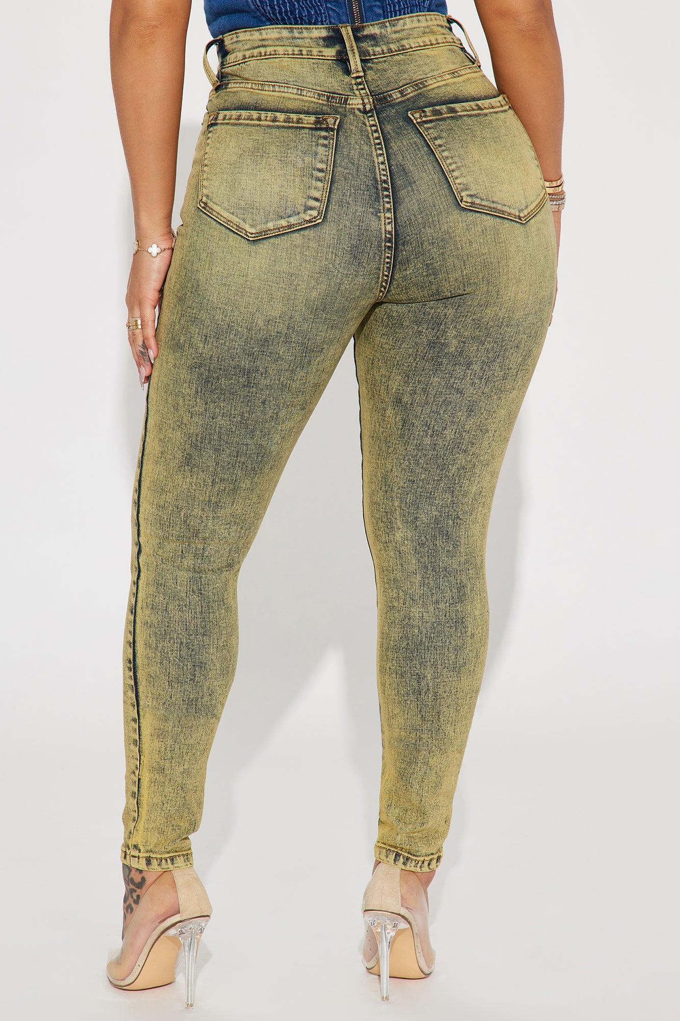 It's Giving High Stretch Curvy Skinny Jeans - Yellow Product Image