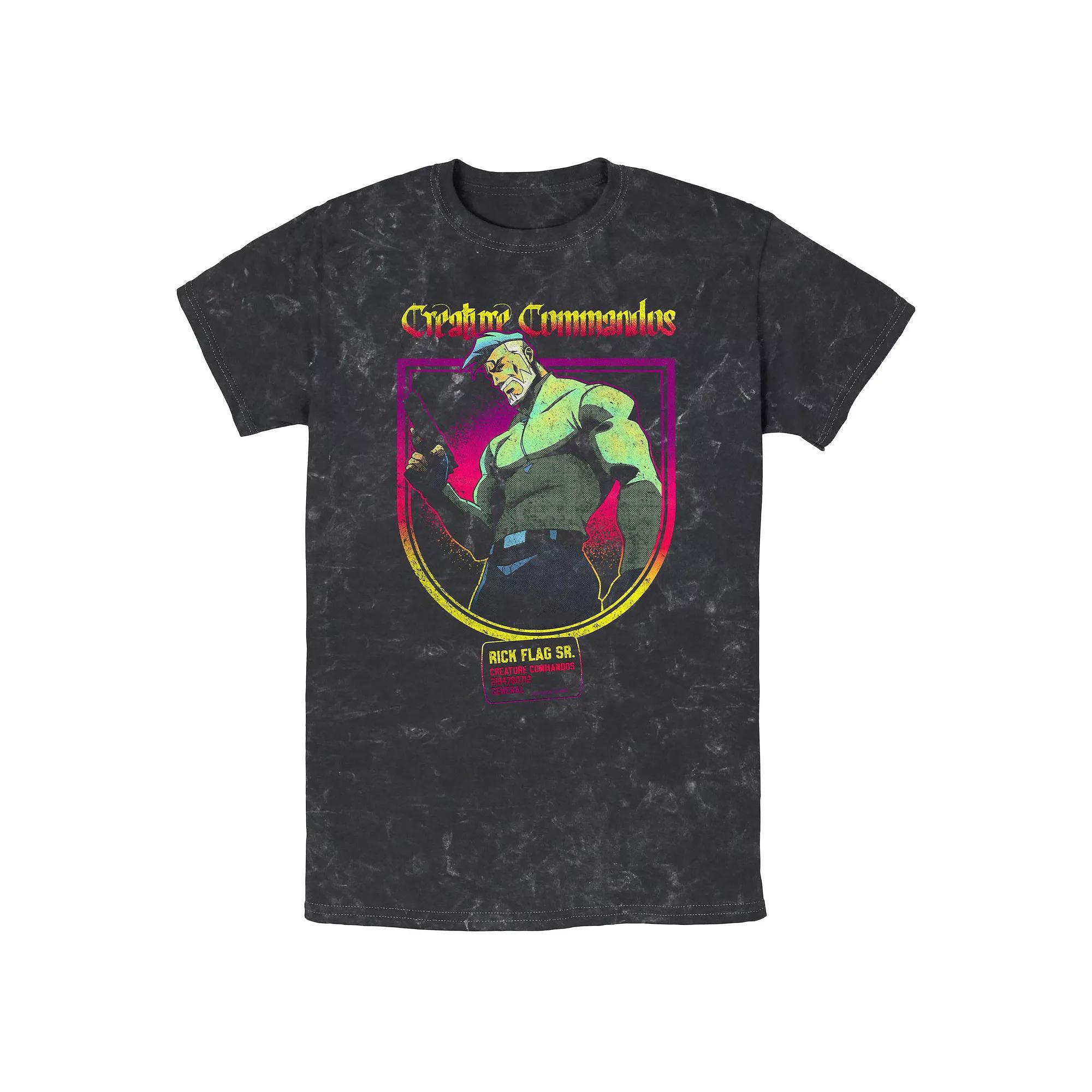 Men's Creature Commandos Presenting Rick Flag Sr. Mineral Wash Graphic Tee, Size: Medium, Black Product Image