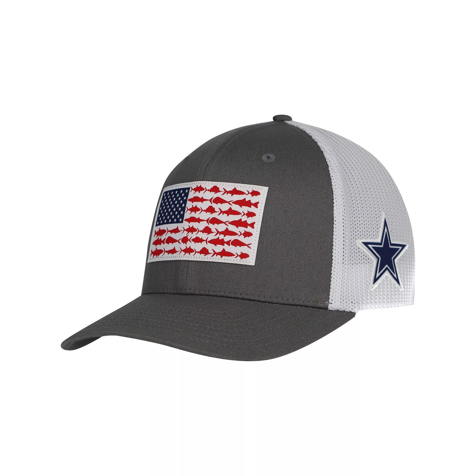 Men's Columbia Gray Dallas Cowboys PFG Mesh Fish Flag Flex Hat, Size: Large/XL, Grey Product Image