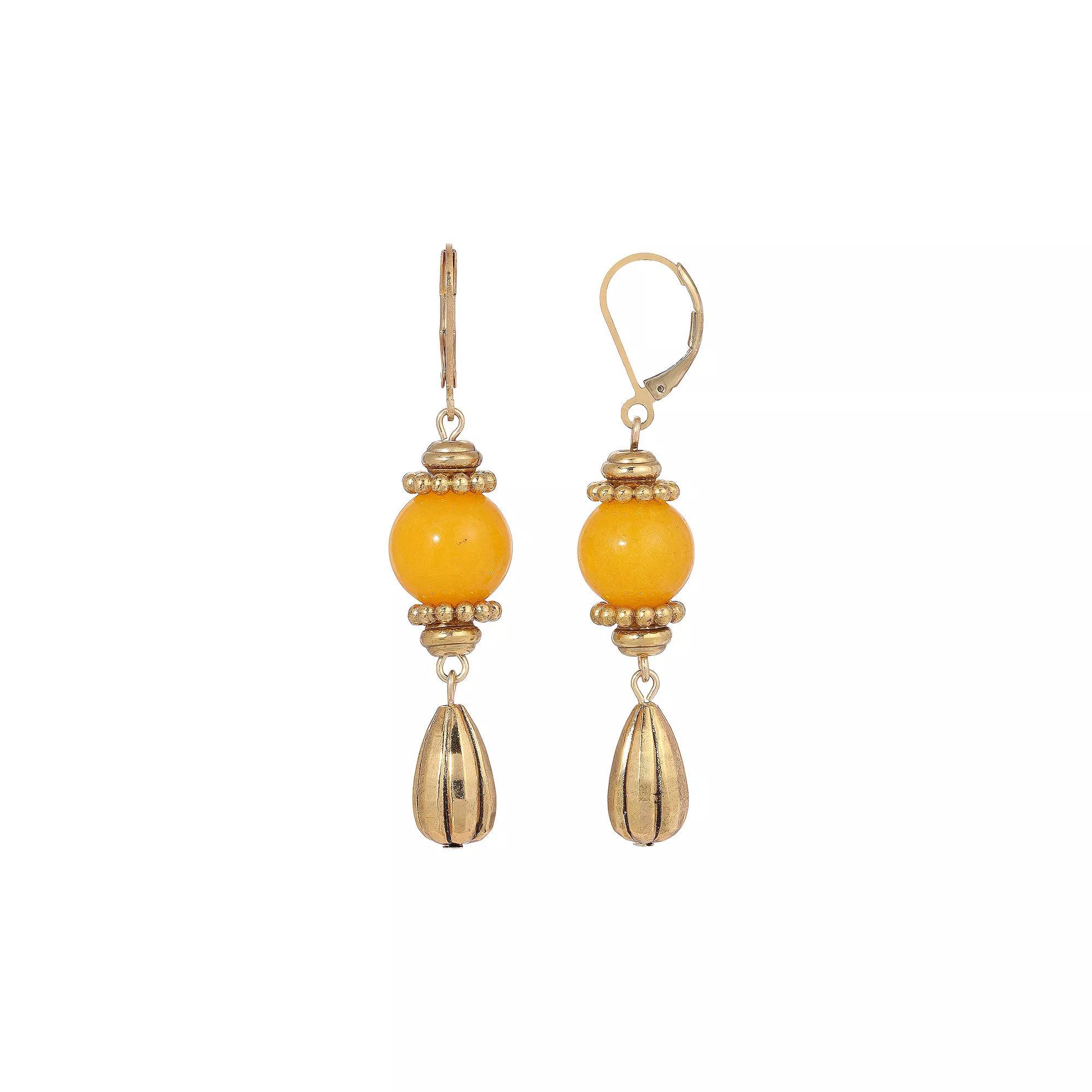 1928 Gold-Tone Semi-Precious Drop Earrings, Womens, Yellow Product Image