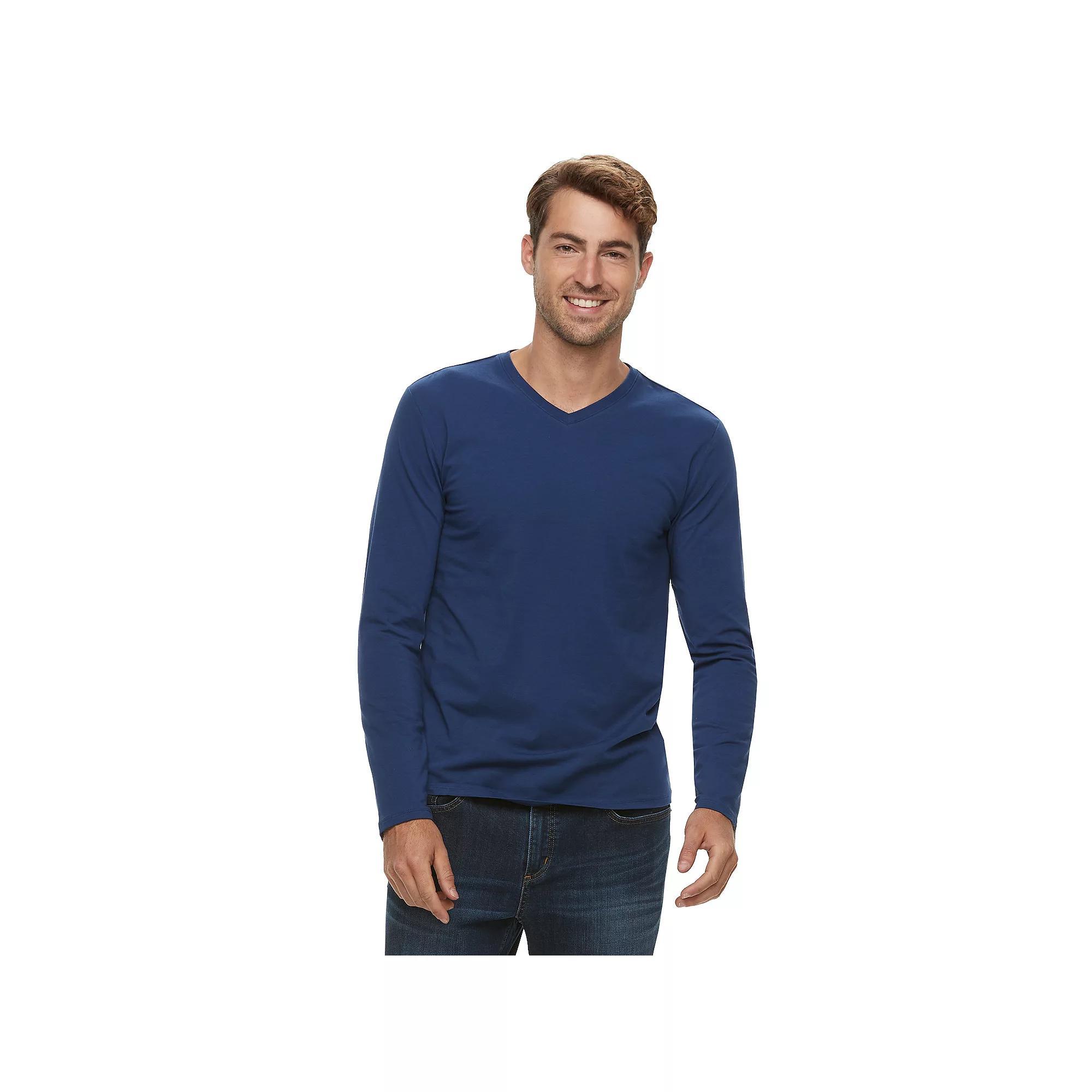 Mens Apt. 9 Premier Flex V-Neck Tee Blue Product Image