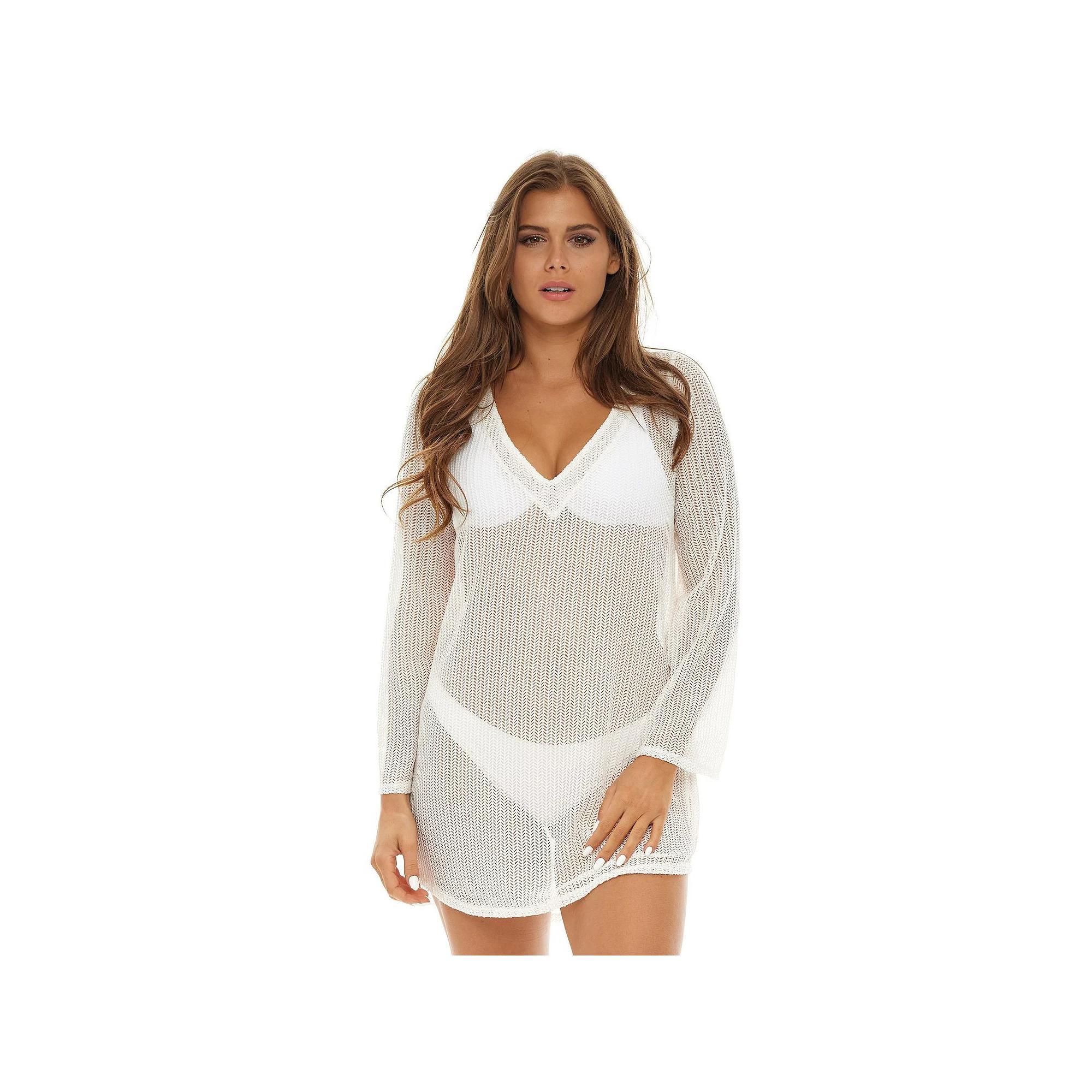 Women's Jordan Taylor V-Neck Swim Cover-Up Tunic, Size: XL, Ivory Product Image