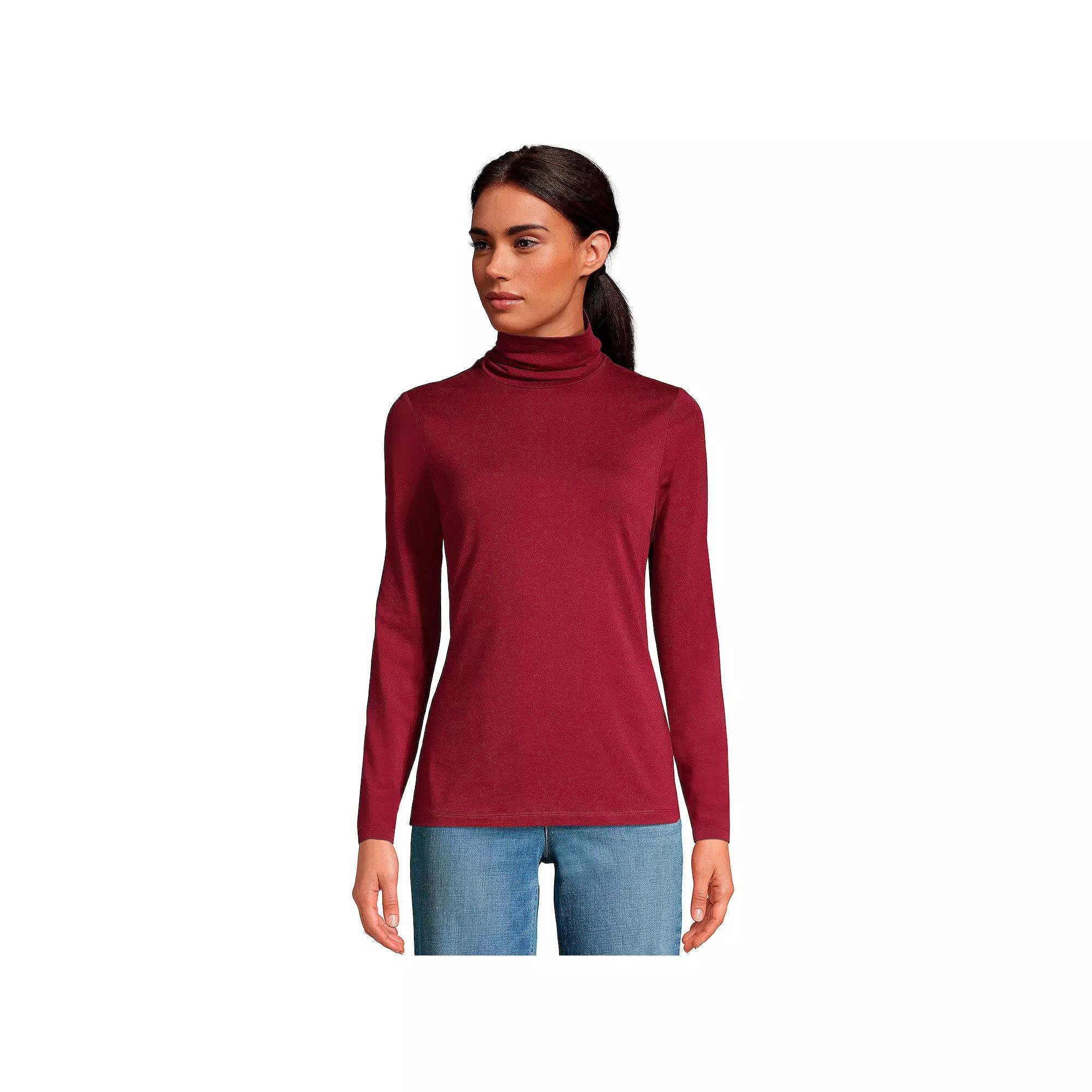 Womens Lands End Lightweight Fitted Turtleneck Radiant Blue Product Image