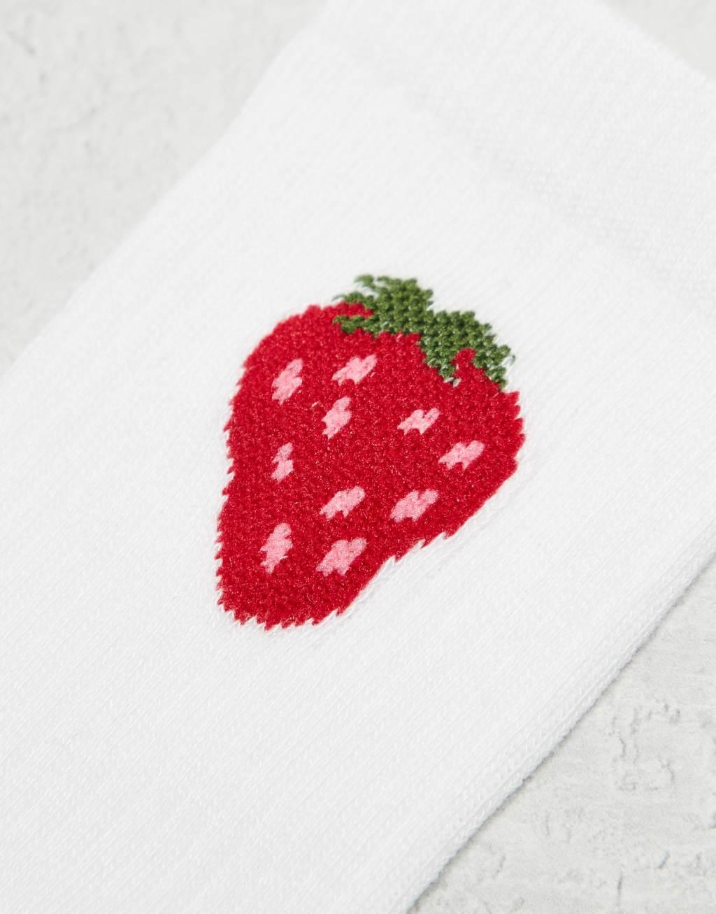 Pieces 3 pack fruit print socks in white Product Image