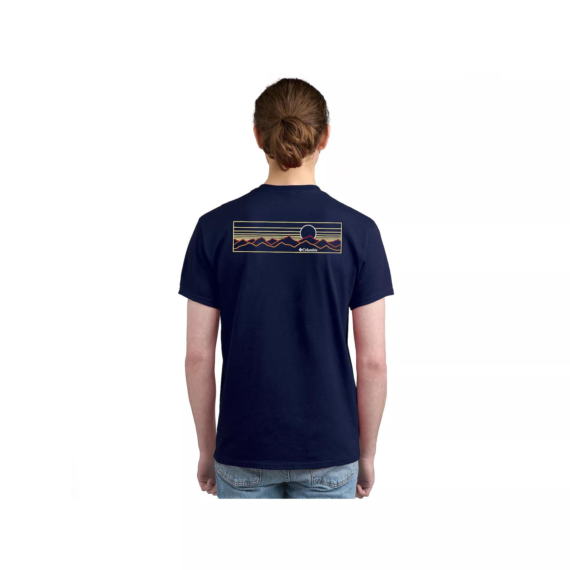 Men's Columbia Adventure Print Short Sleeve Graphic Tee, Size: Small, Blue Line Drawing Product Image