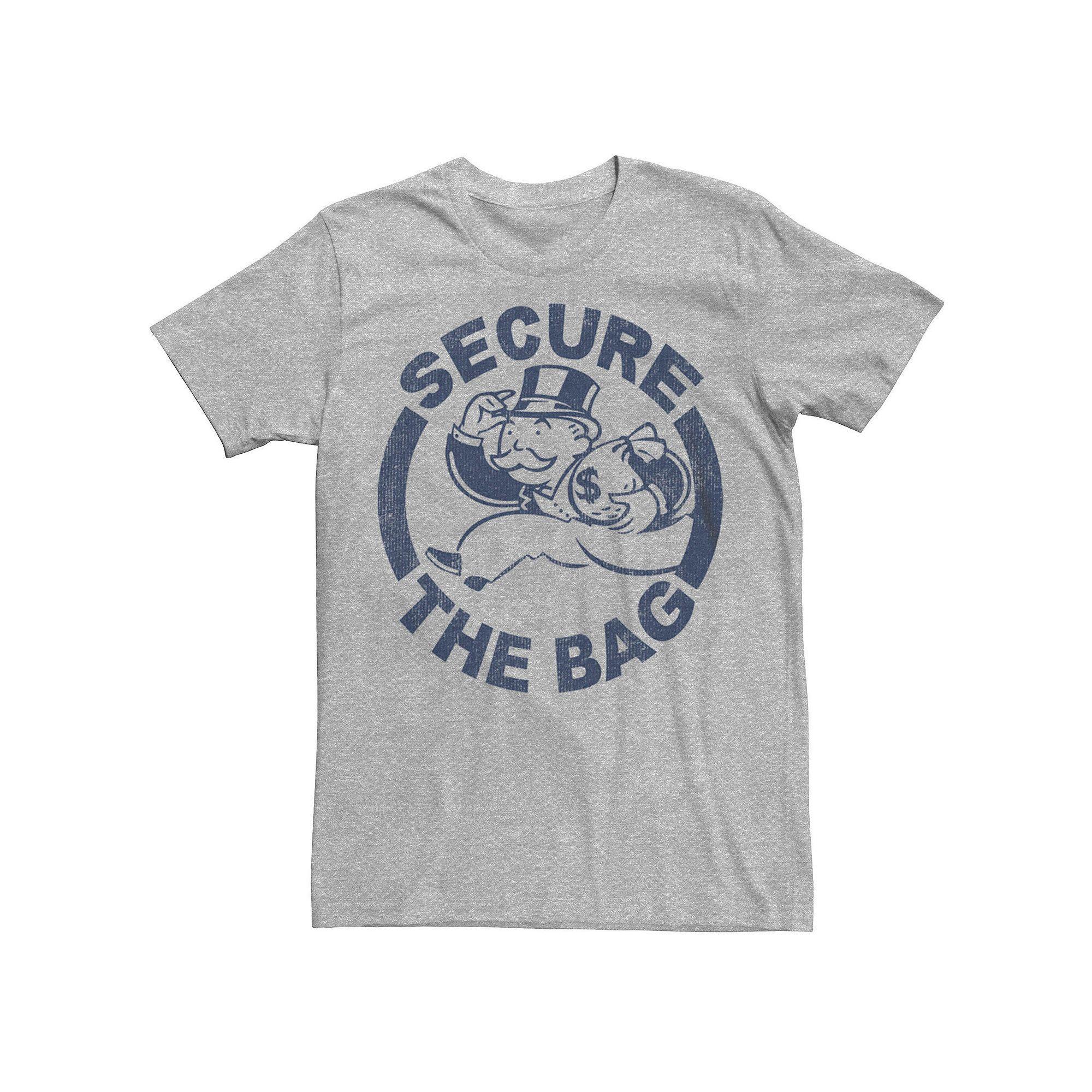 Men's Monopoly Man Secure the Bag Graphic Tee, Size: XL, Athletic Grey Product Image