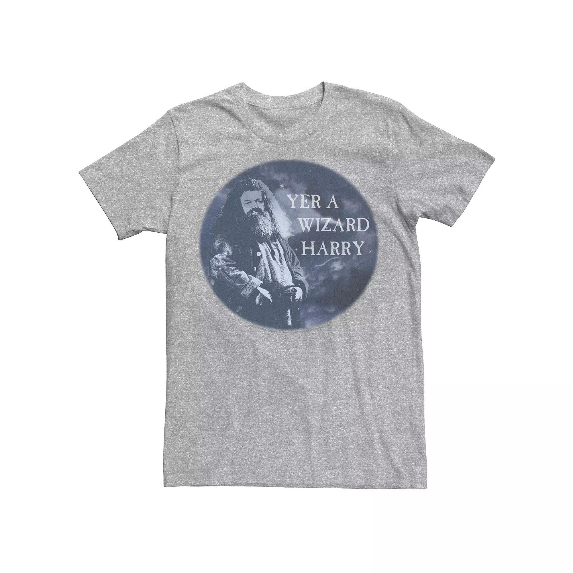 Men's Harry Potter Hagrid Yer A Wizard Harry Portrait Graphic Tee, Size: XL, Silver Product Image