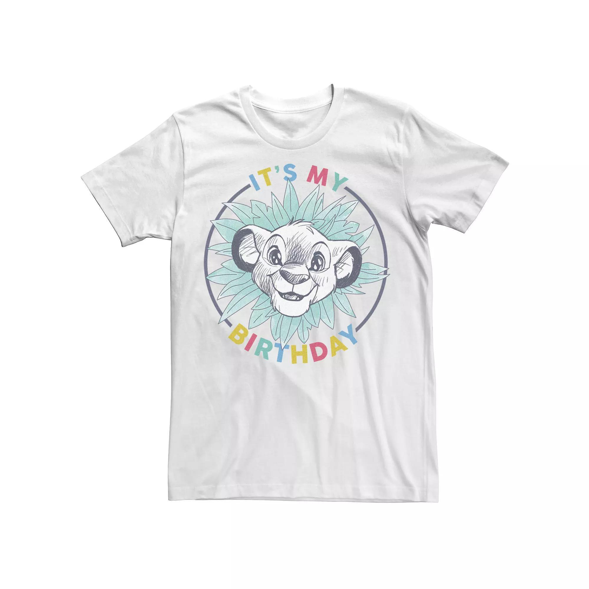 Disney's The Lion King Men's It's My Birthday Simba Tee, Size: XL, White Product Image