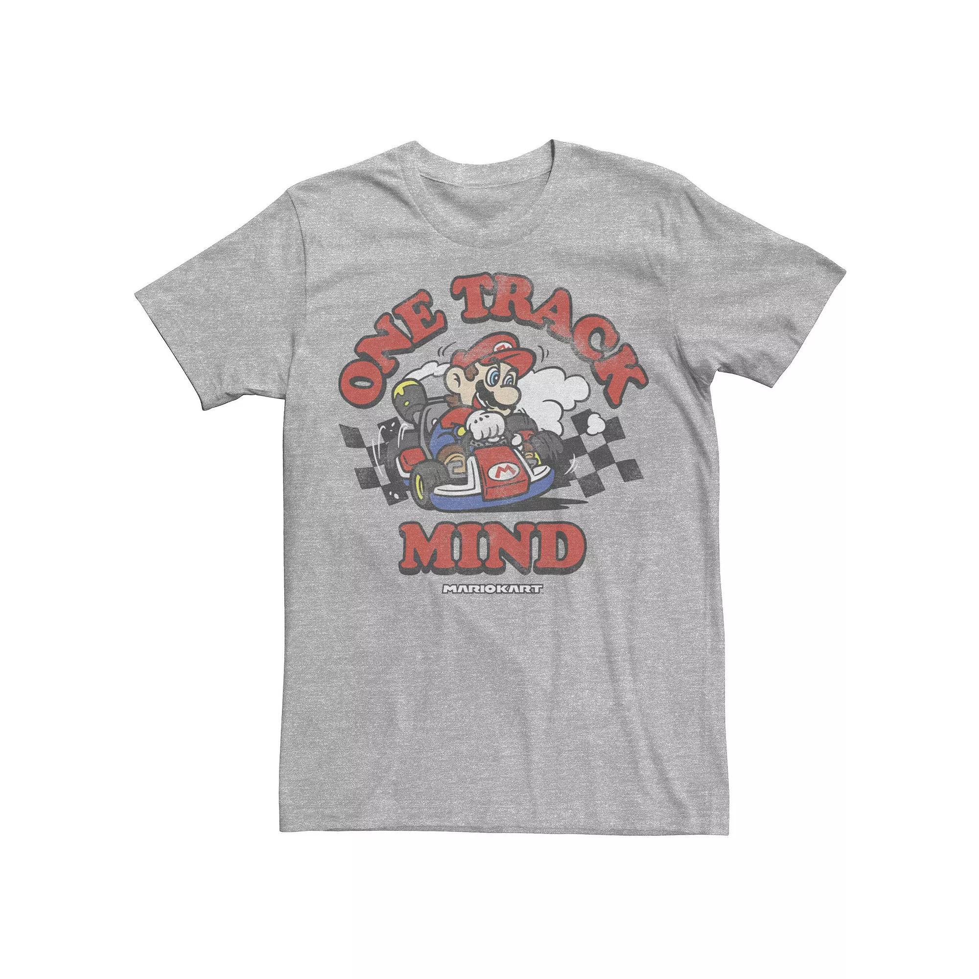 Mens Nintendo Mario Kart One Track Mind Graphic Tee Athletic Grey Product Image
