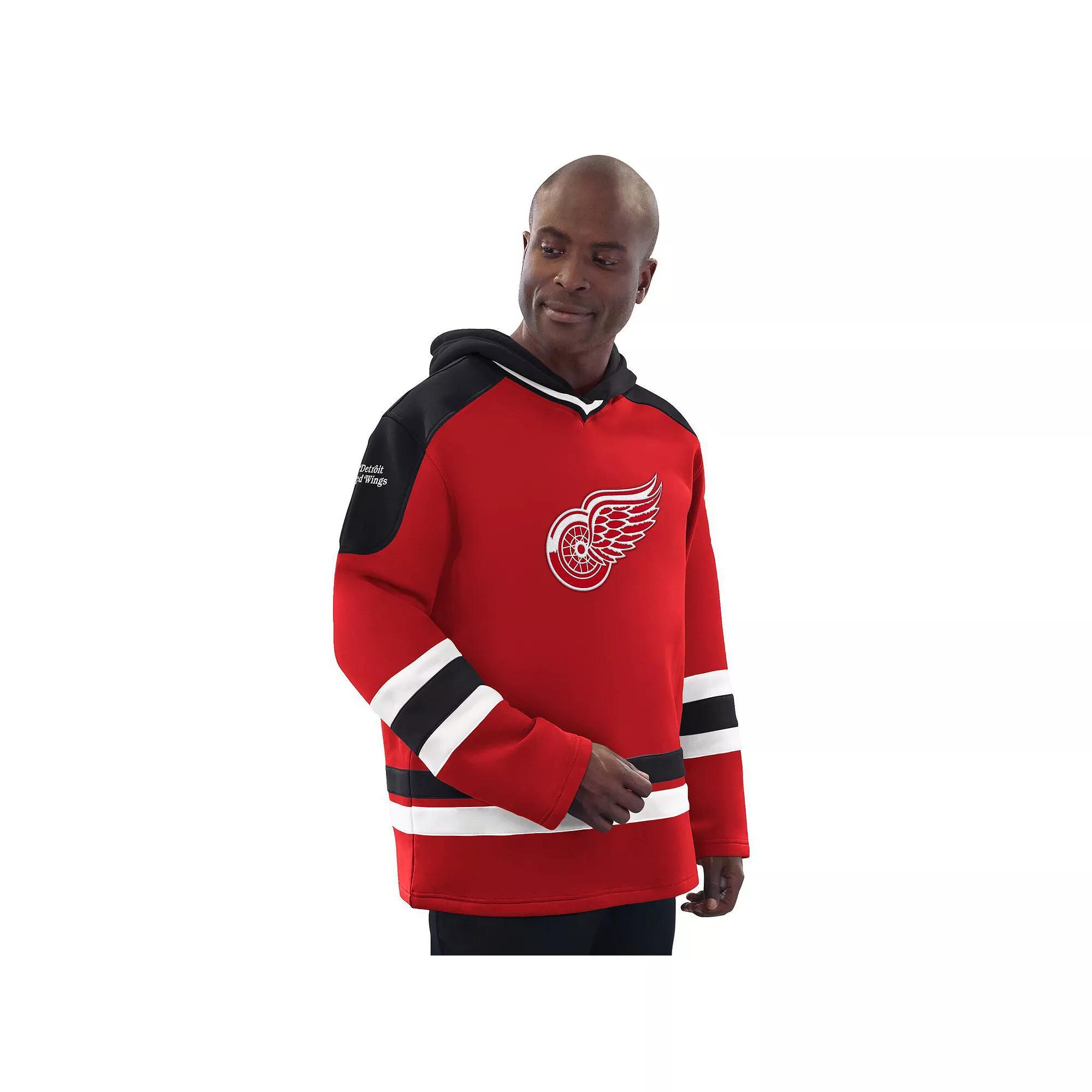 Mens Starter /Black Detroit Wings Hockey Pullover Hoodie Product Image