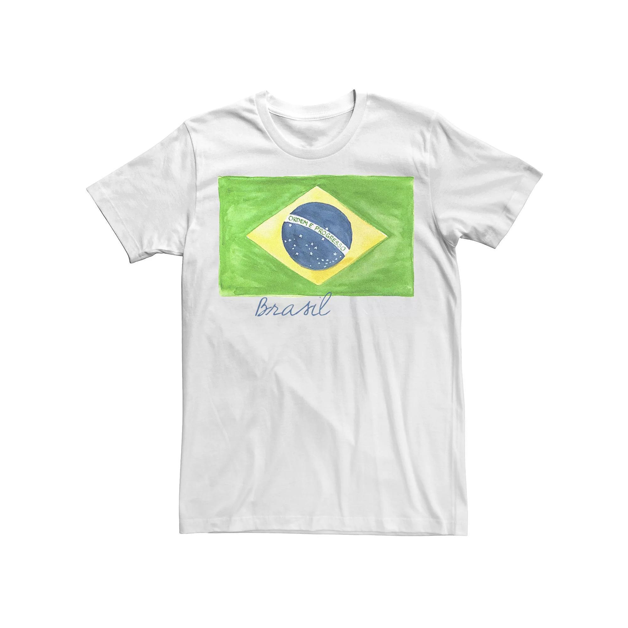 Men's HHM Brasil Watercolor Flag Watercolor Tee, Size: Medium, White Product Image