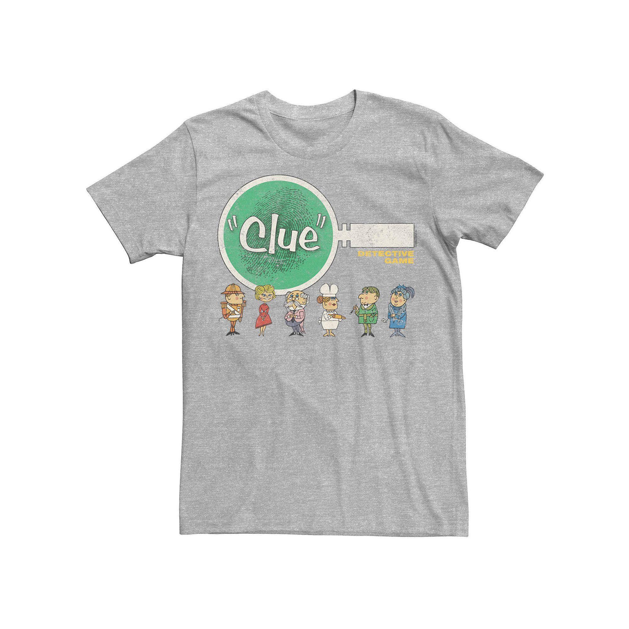 Mens Clue Characters Retro Magnifying Glass Logo Tee Athletic Grey Product Image